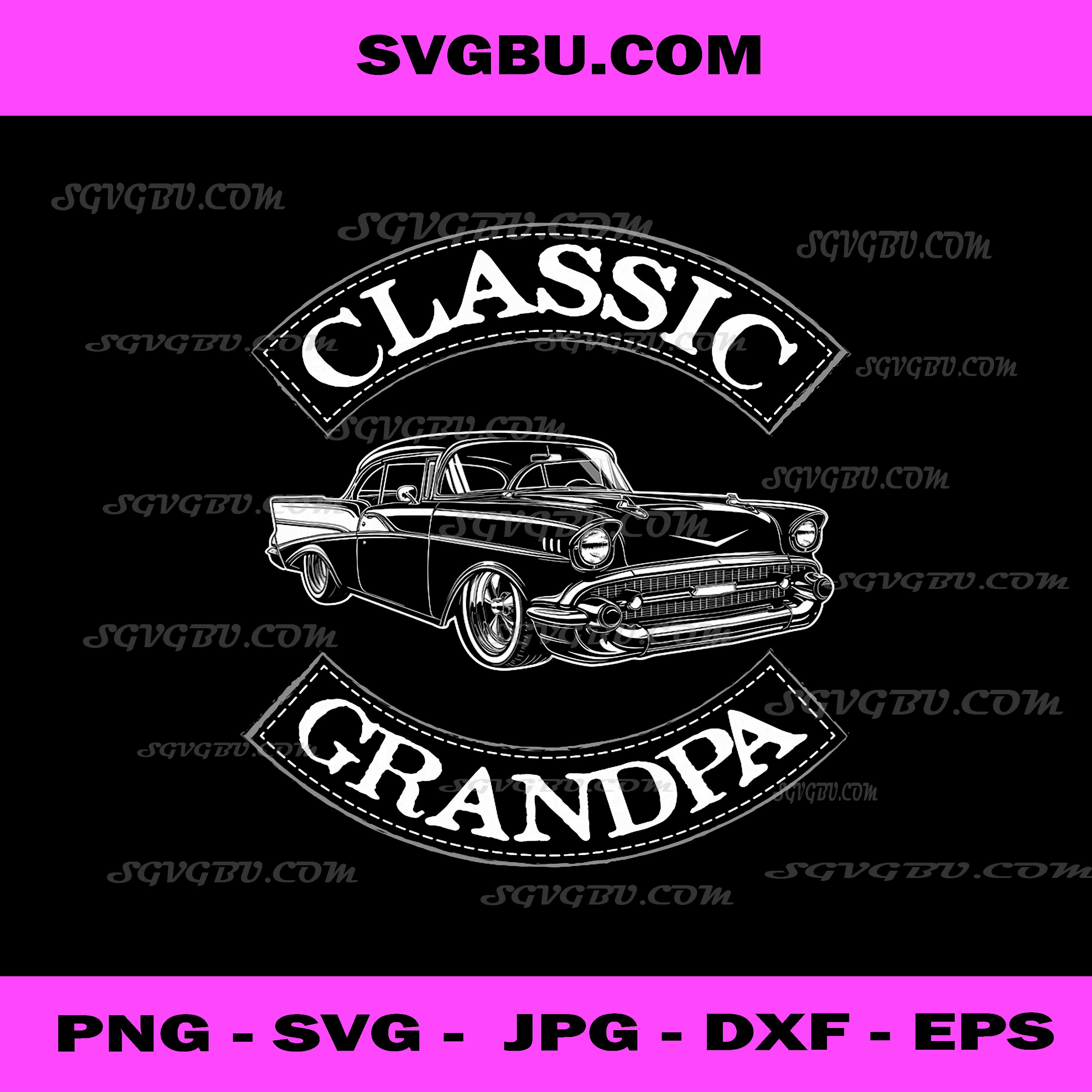 Vintage Classic Car Funny Grandpa PNG