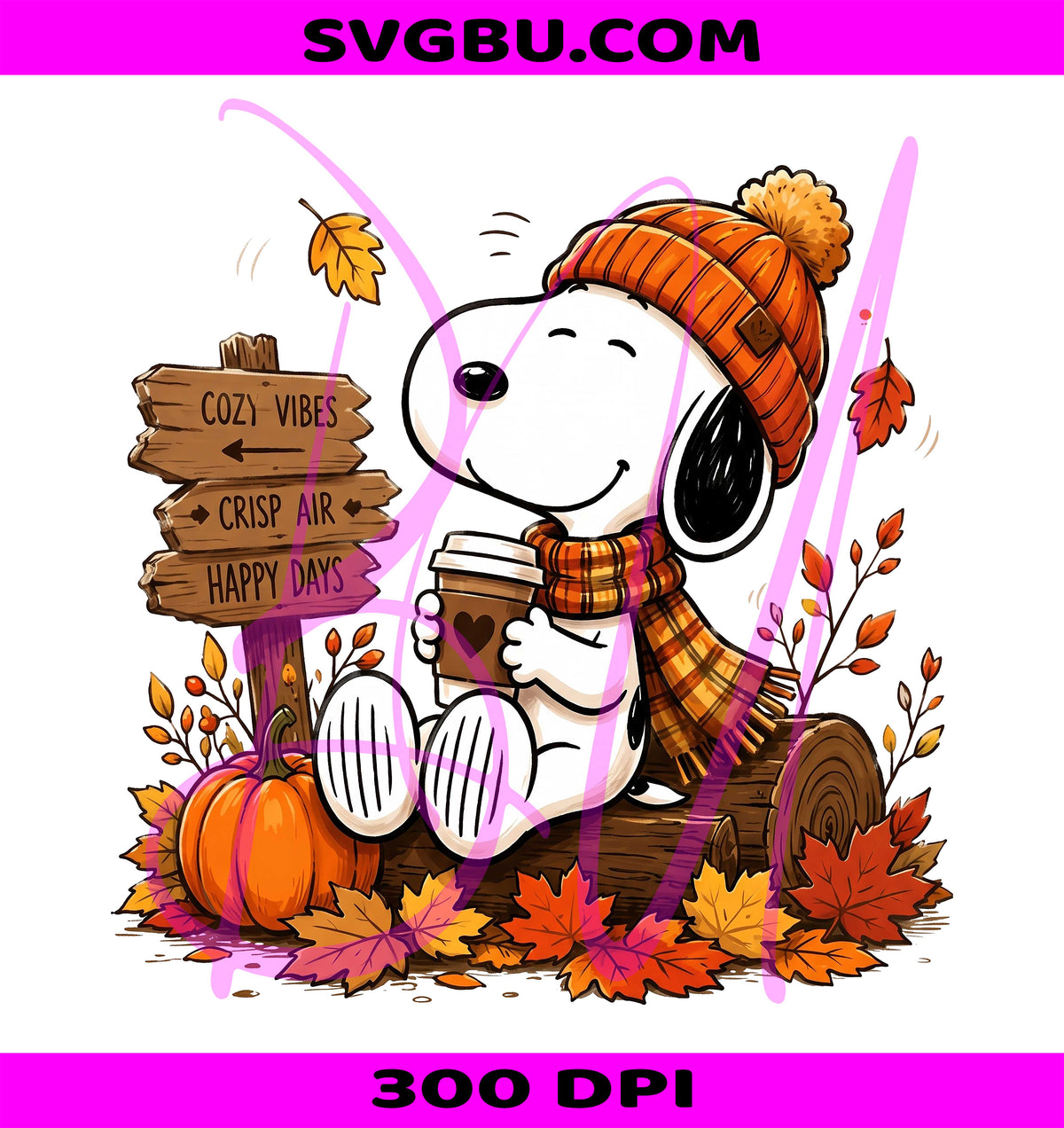 Cozy Fall Beagle PNG, Autumn Beagle Dog PNG, Pumpkin Coffee PNG