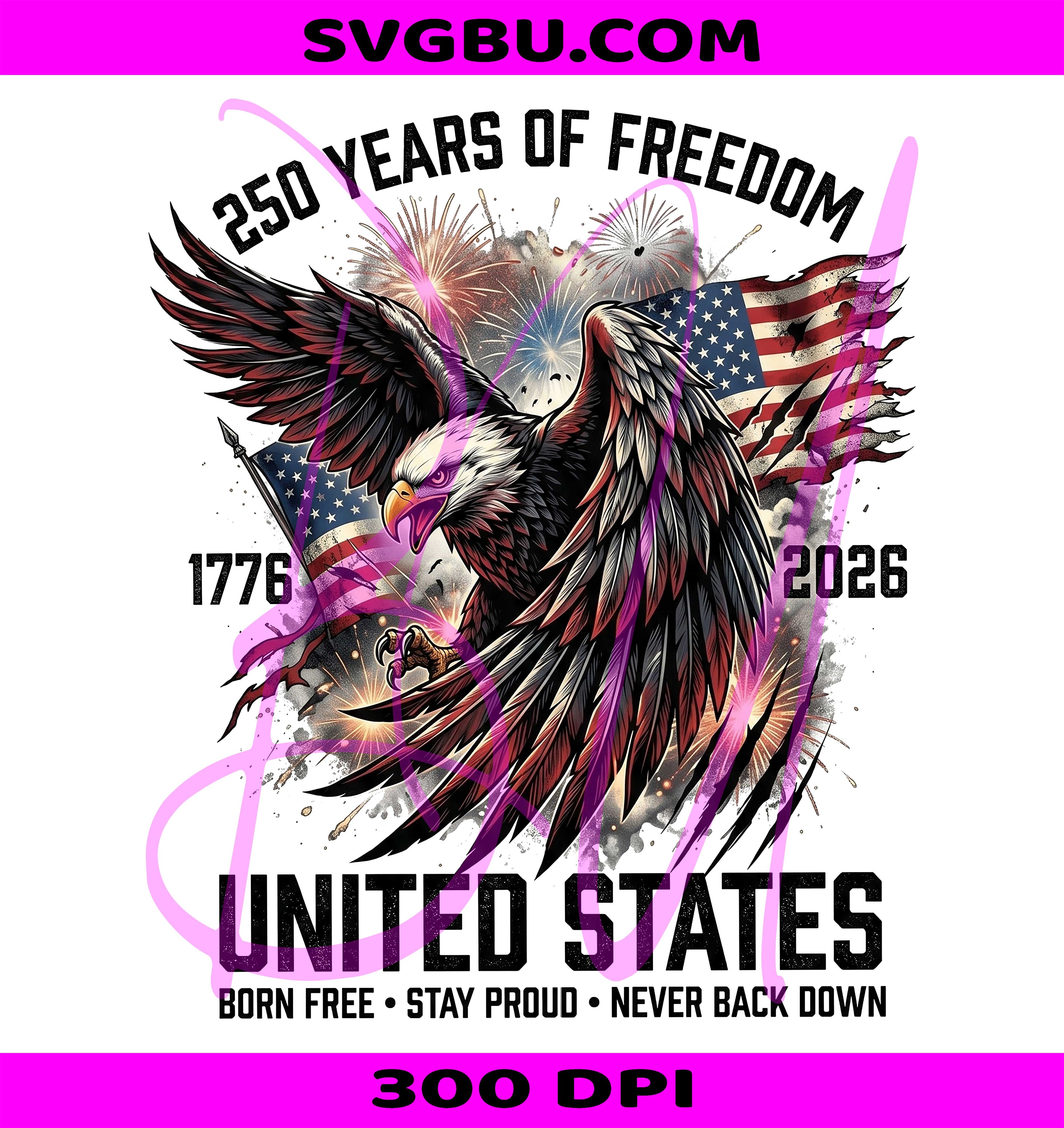 250 Years Of Freedom United States PNG, Vintage Bald Eagle PNG