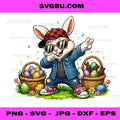 Cool Dabbing Easter Bunny PNG, Basket and Eggs Rabbit PNG
