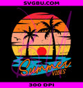 Summer Vibes Retro Sunset PNG, Tropical Palm Tree Beach Design PNG
