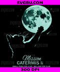Mission Catermis II PNG, Teal Cat Silhouette Moon Space Mission Design