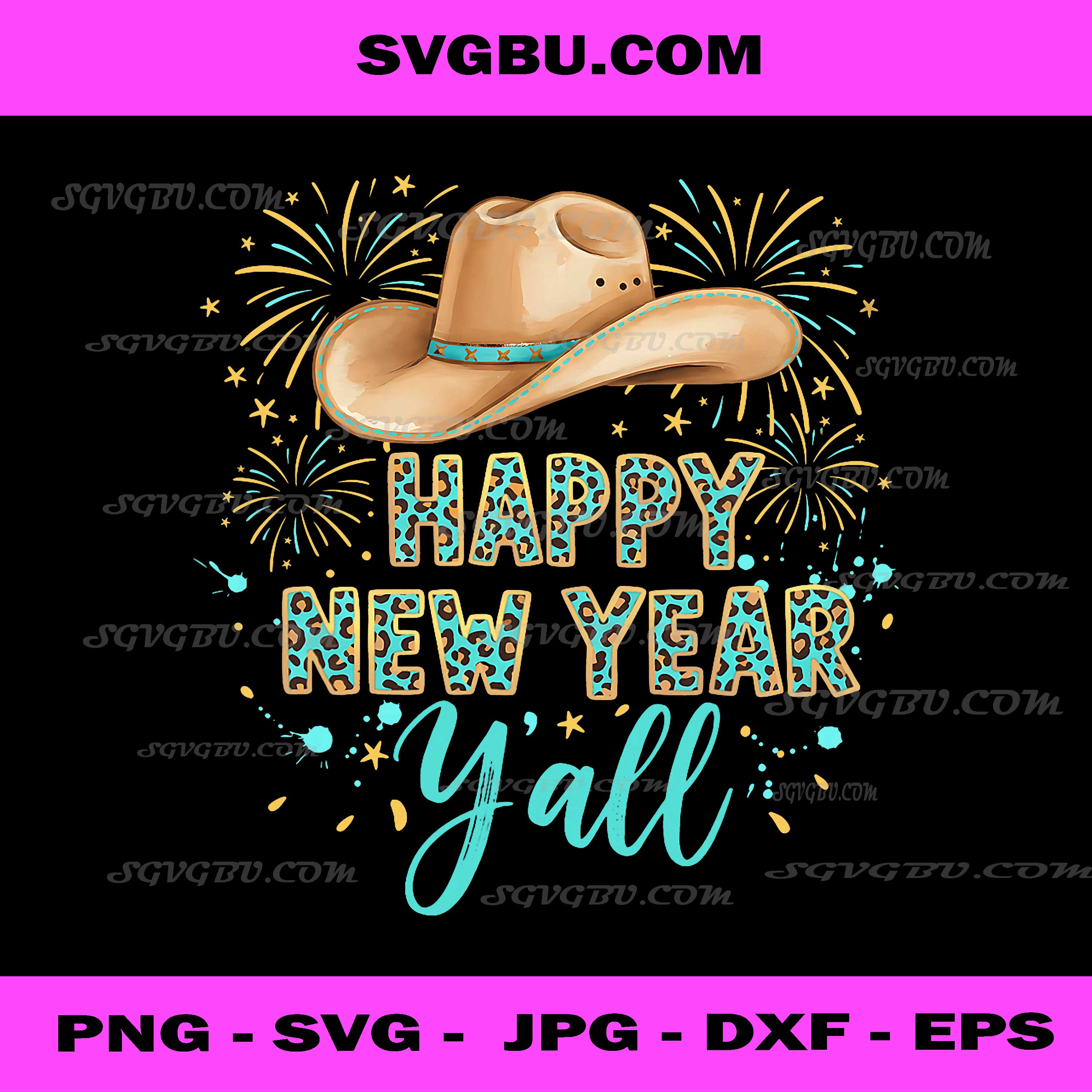 Happy New Year Y'all PNG, Western New Years Eve Cowgirl PNG