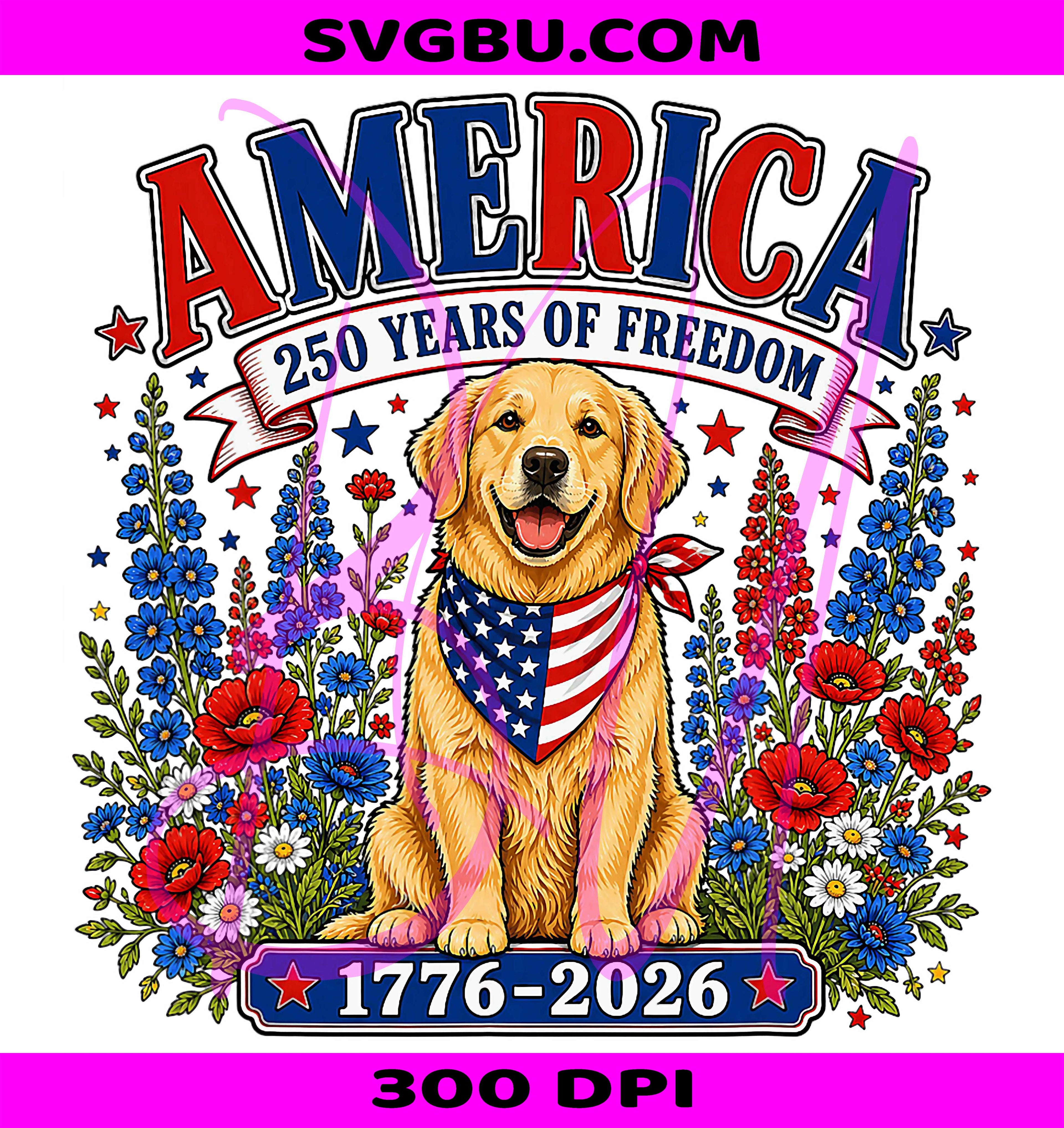 4th Of July Labrador PNG, USA Freedom Labrador PNG, 250 Years USA PNG