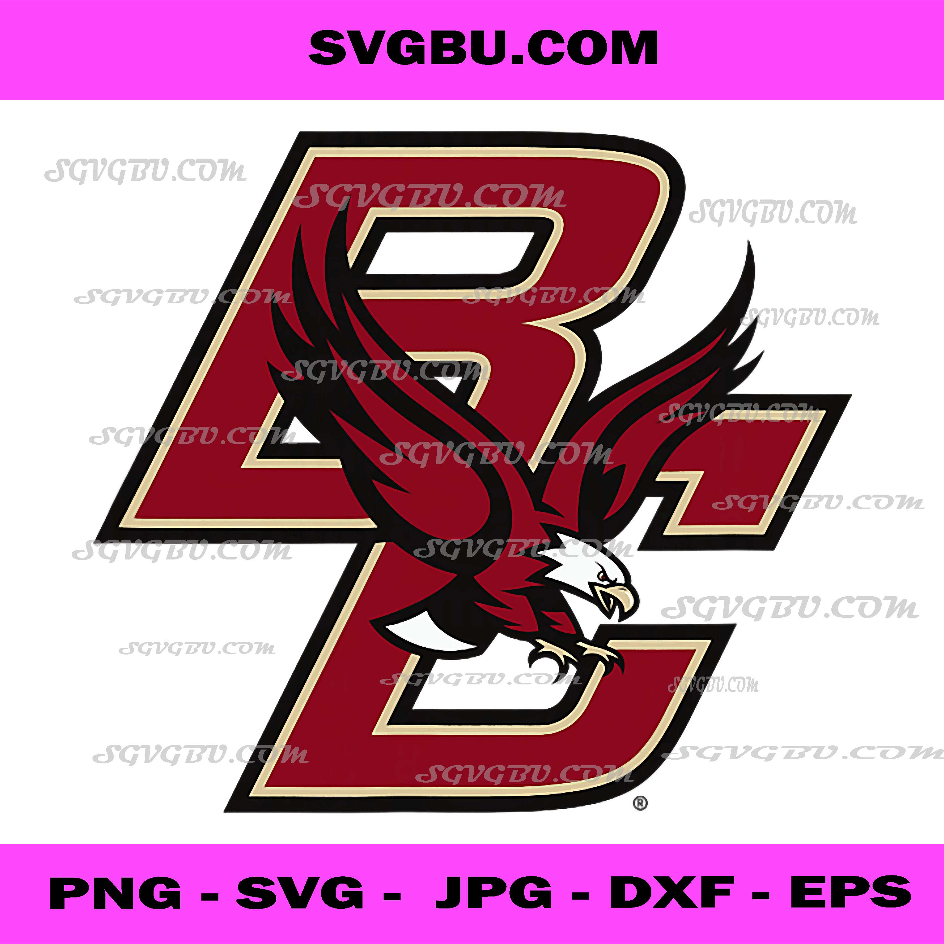 Boston College Eagles Icon PNG, College Sports Logo PNG, White Mascot Art PNG