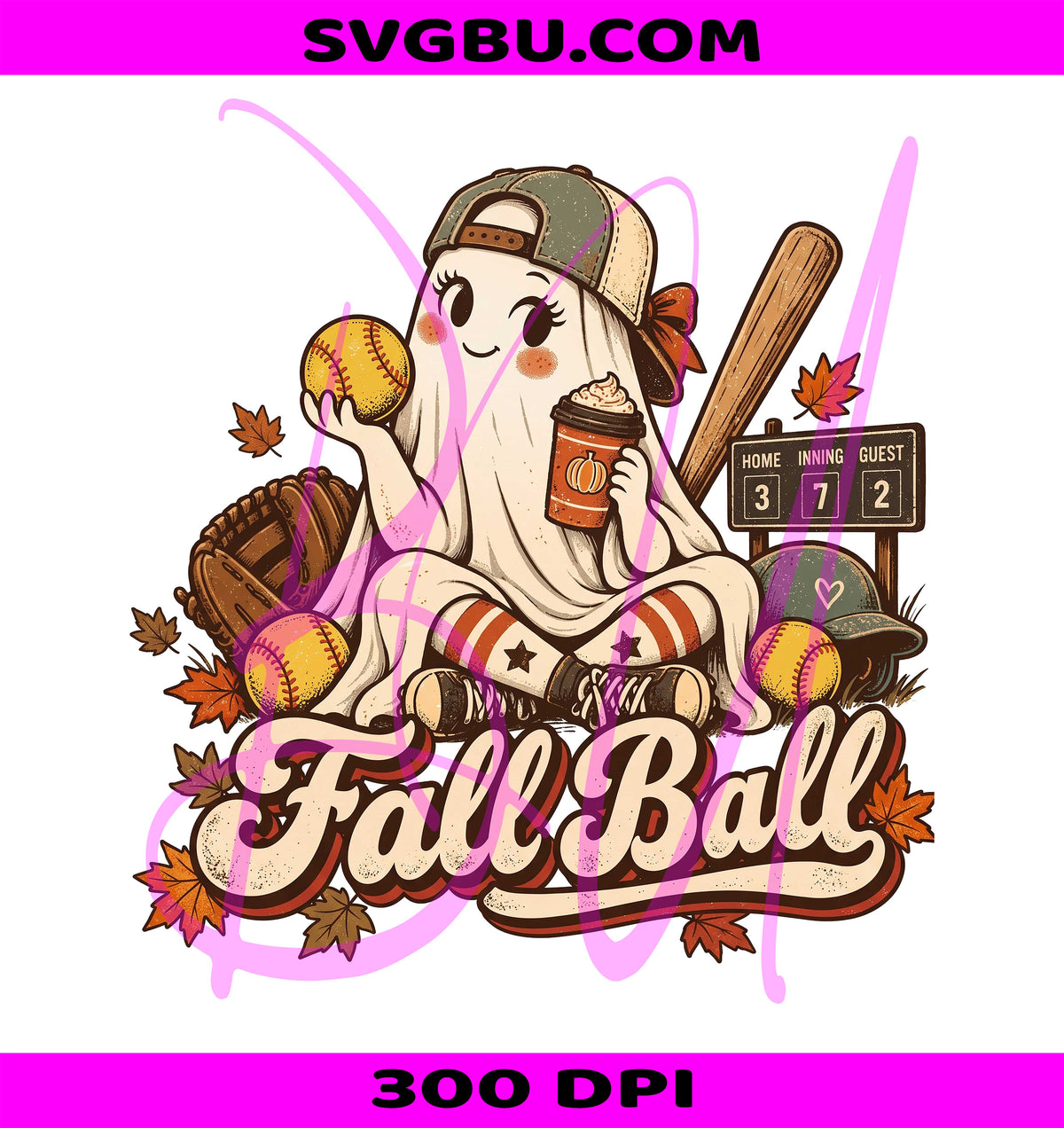Fall Ball Ghost PNG, Cute Softball Mom PNG, Spooky Pumpkin Coffee PNG