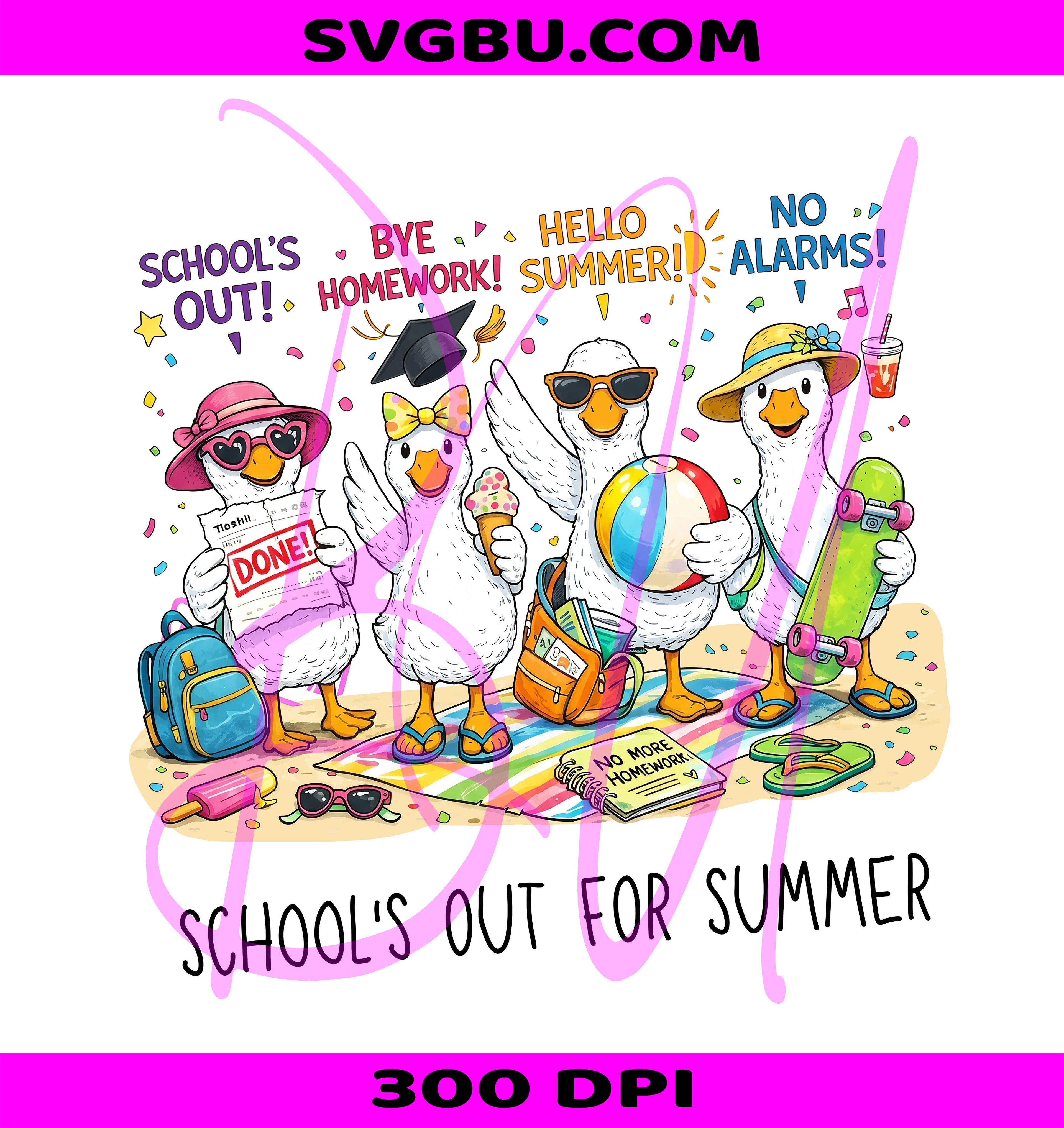School's Out For Summer PNG, Cute Ducks Last Day Of School Design PNG