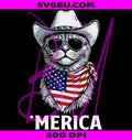 Cat American Flag Bandana PNG, Cowboy Hat Sunglasses PNG