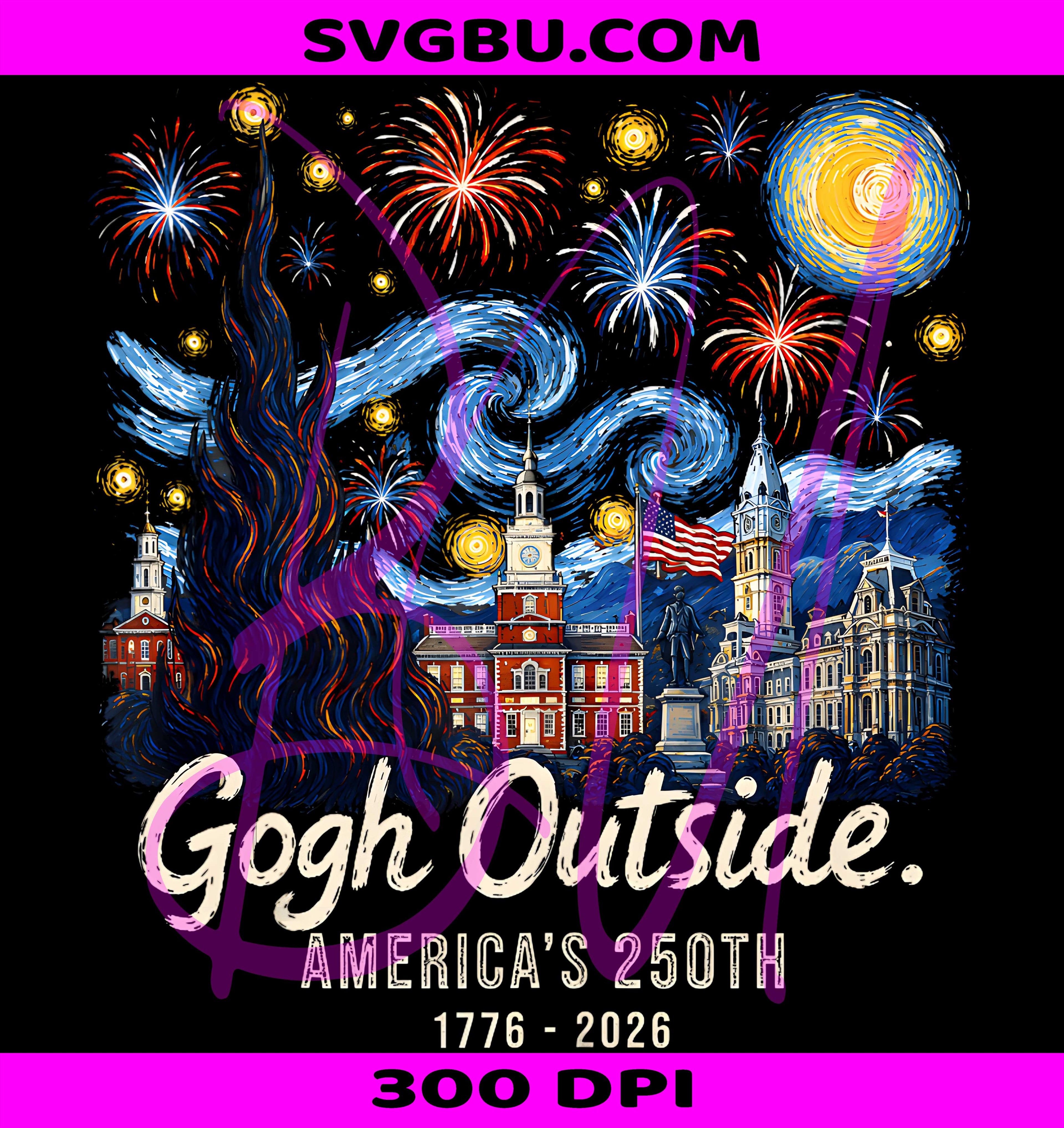 Gogh Outside PNG, Americas 250th 1776 2026 PNG, Starry Night USA PNG