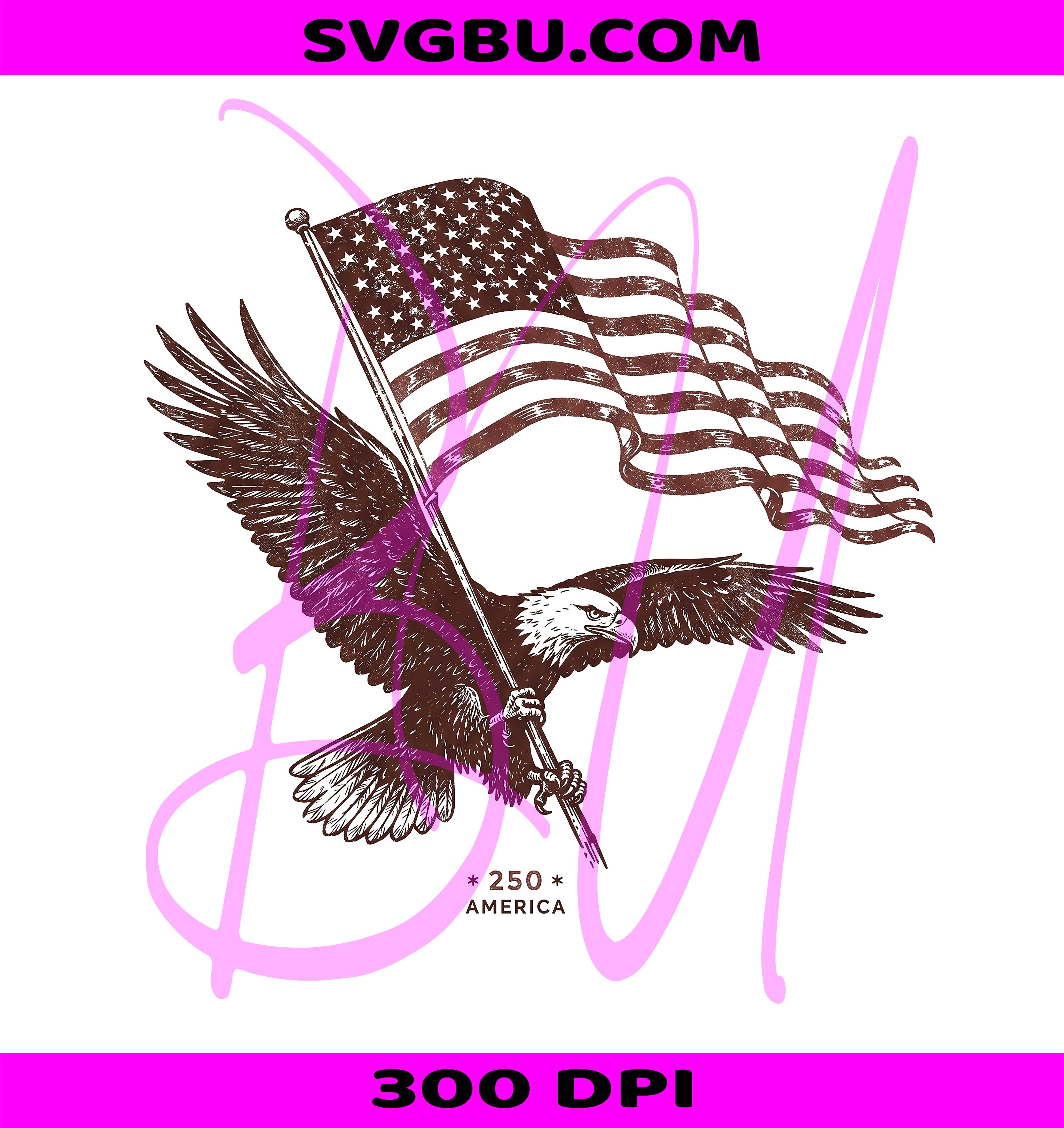 250 America Vintage Bald Eagle PNG, Distressed US Flag PNG
