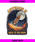 Artemis II Back to the Moon PNG, NASA Rocket Launch Retro Space Mission Badge