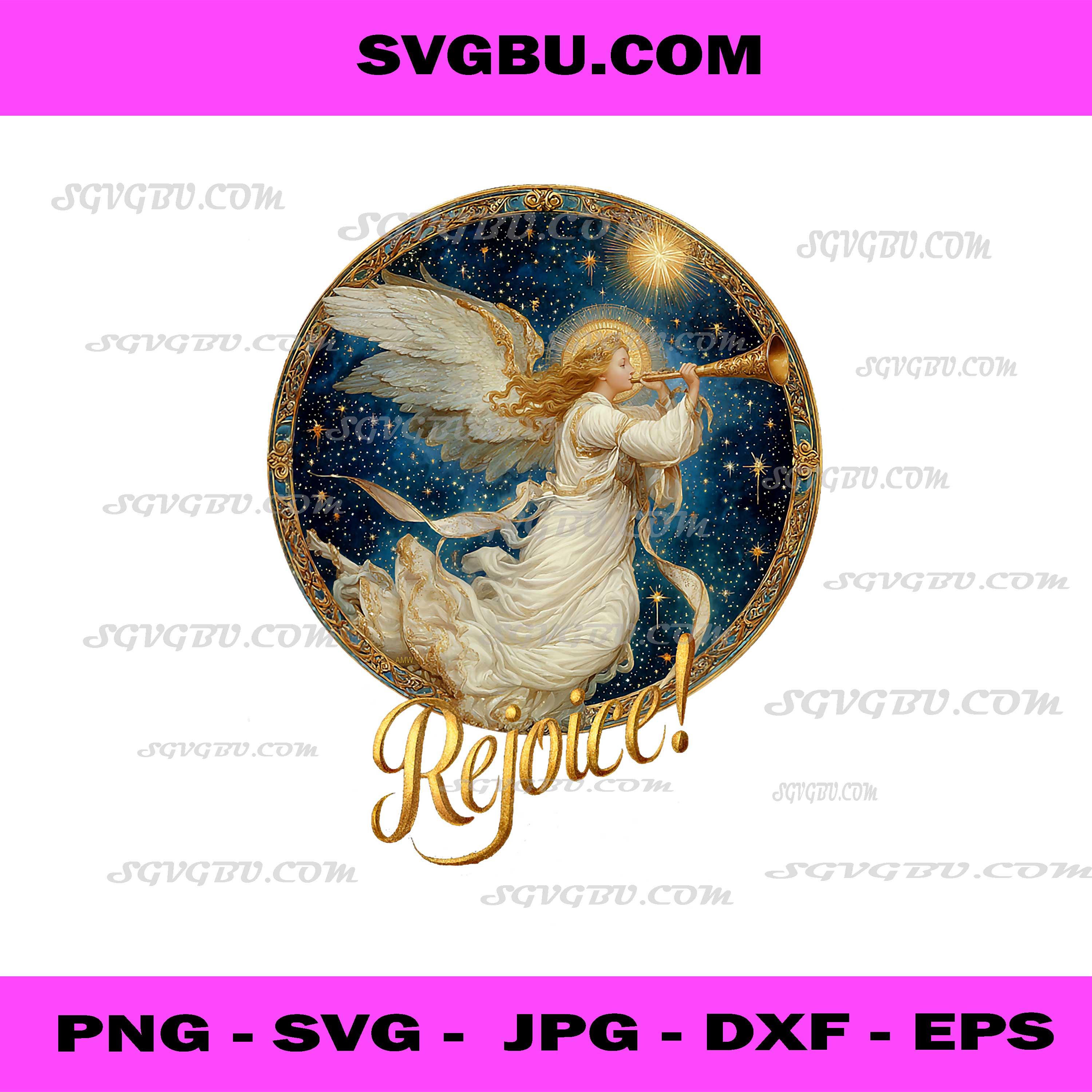 Christmas Angel with Trumpet PNG, Rejoice! Holy Night PNG