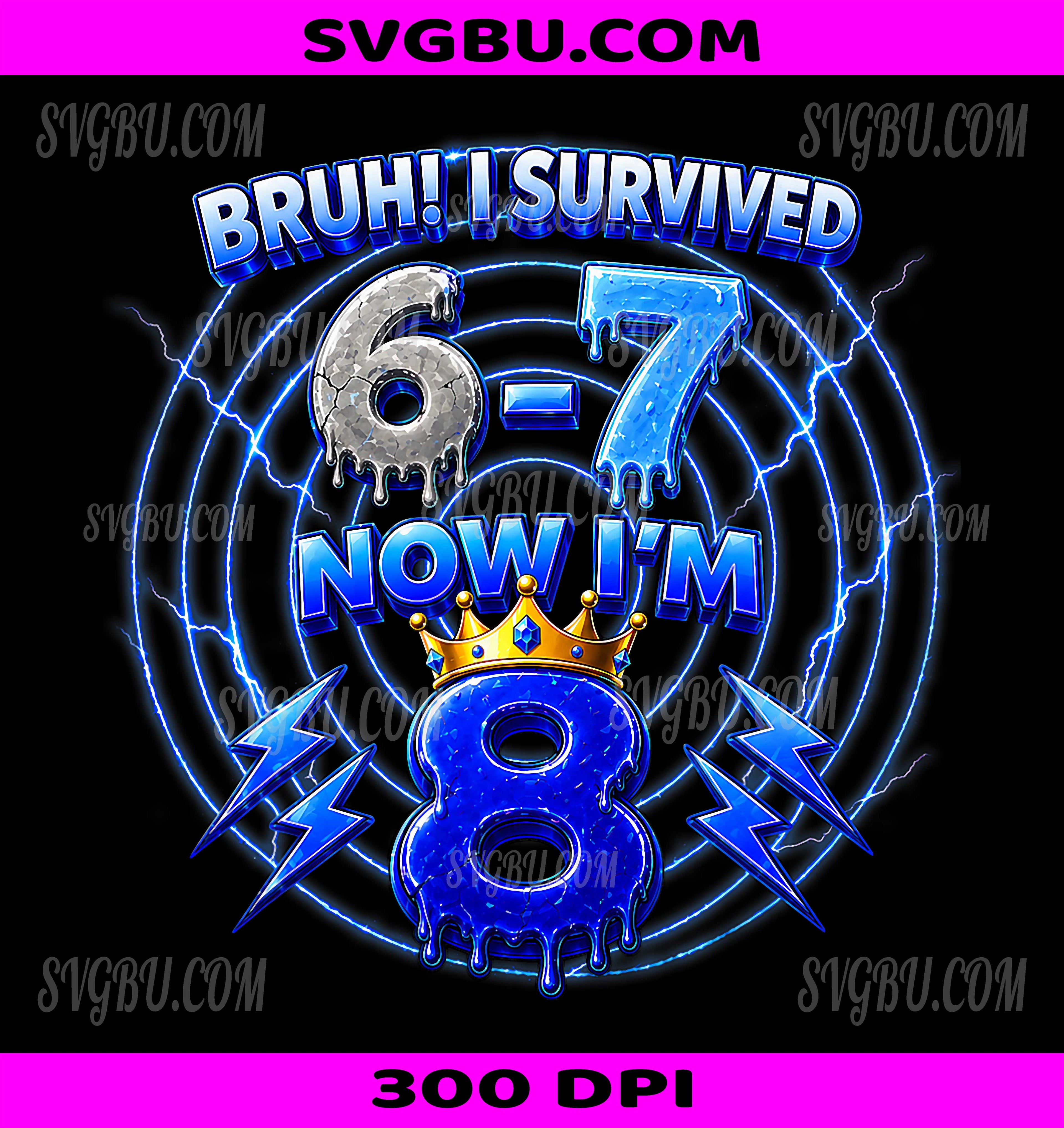 Birthday For 8 Year Old Boys PNG, Kids Bruh I Survived PNG