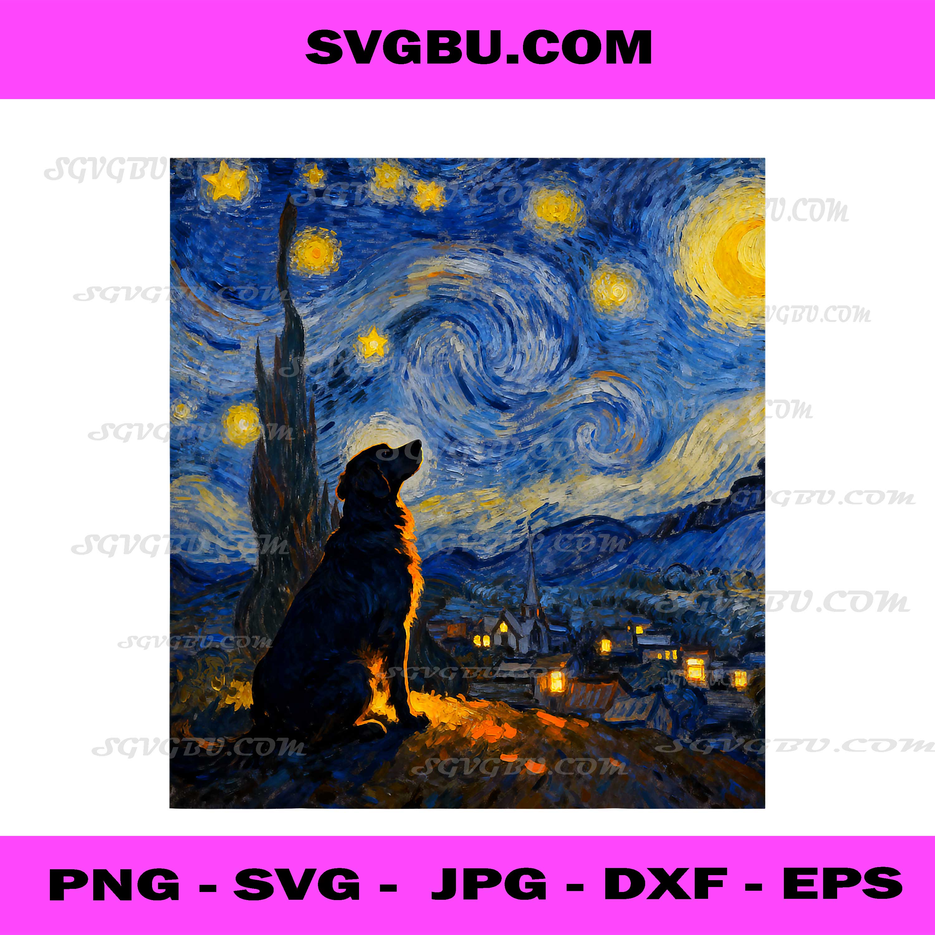Funny Golden Retriever Graphic Van Gogh Style Starry Night PNG, Dog Lover PNG