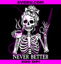 Messy Bun Skeleton PNG, Coffee Lover Skull PNG, Retro Skeleton PNG