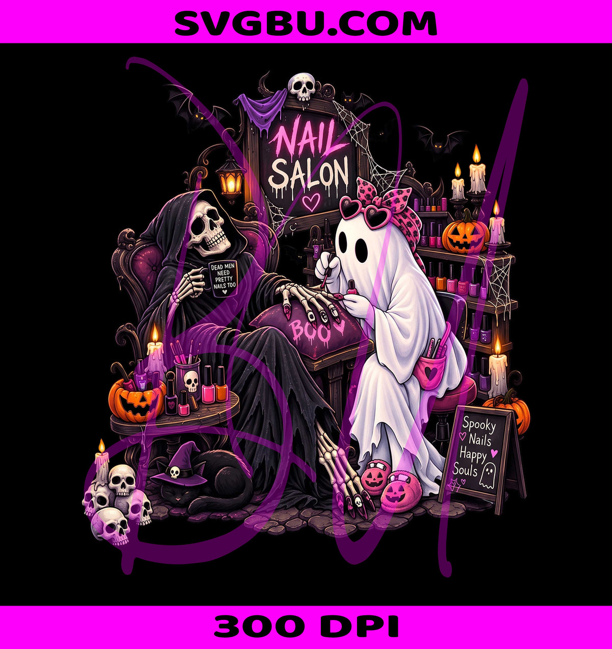 Spooky Nail Tech PNG, Halloween Ghost PNG, Grim Reaper Nails PNG
