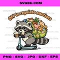 Off To Regulate Emotions Funny Raccoon Scooter PNG, Humor Art PNG