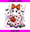 Girly Ghost PNG, Spooky Bow Ghost PNG, Halloween Coquette PNG