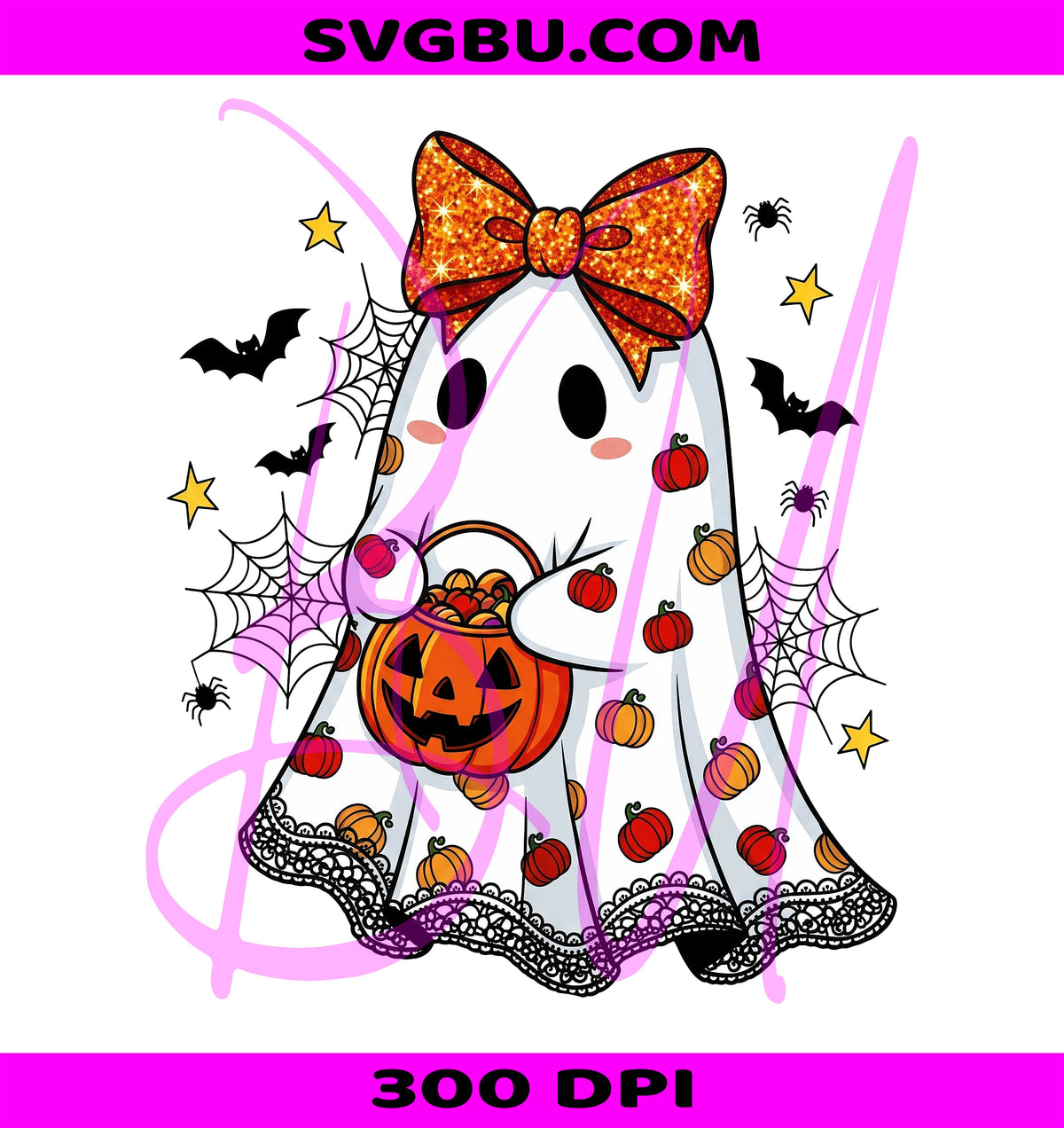 Girly Ghost PNG, Spooky Bow Ghost PNG, Halloween Coquette PNG
