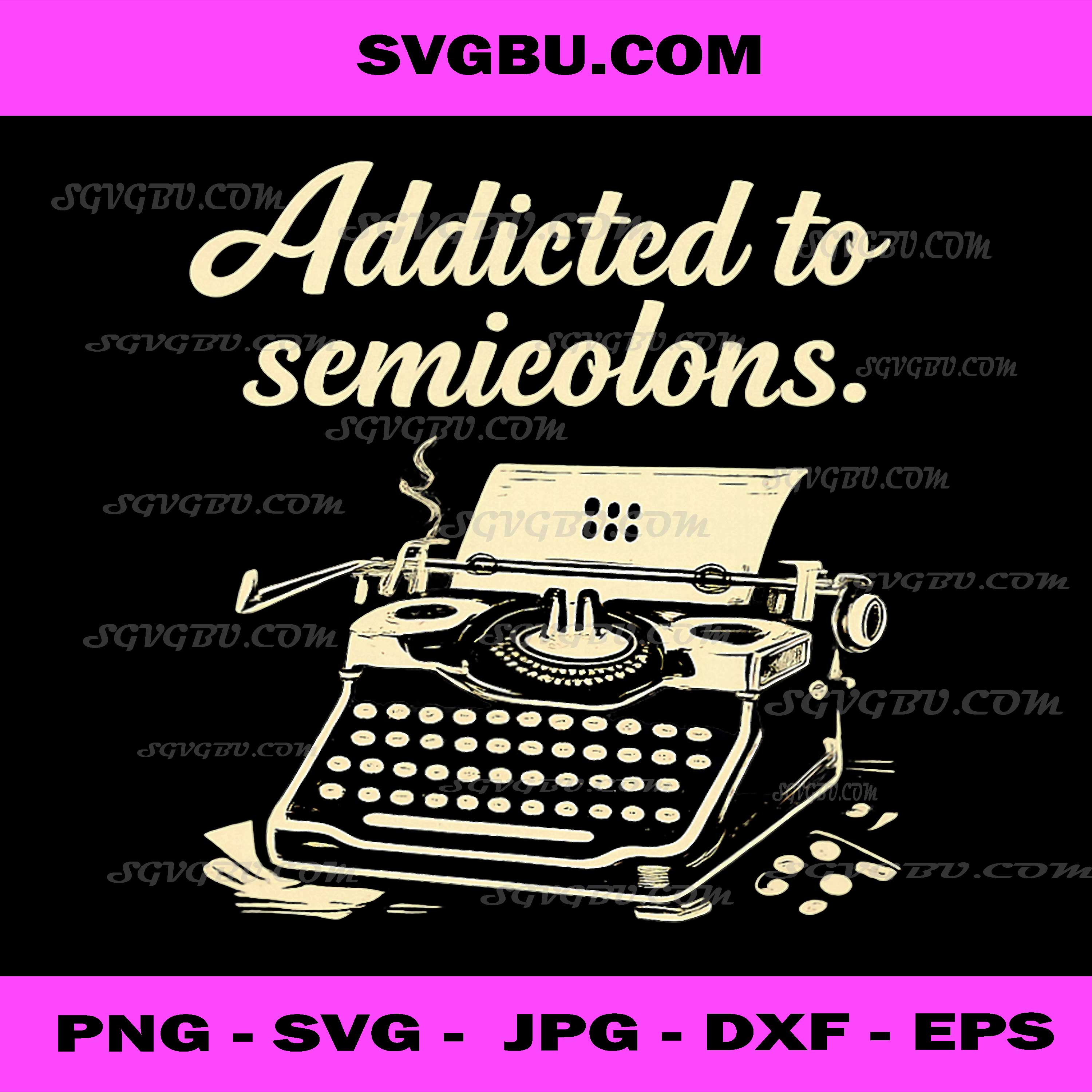 Addicted To Semicolons PNG, Funny Coder PNG, Retro Typewriter PNG