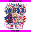 4th Of July Poodle PNG, Patriotic Poodle PNG, 250 Years USA PNG