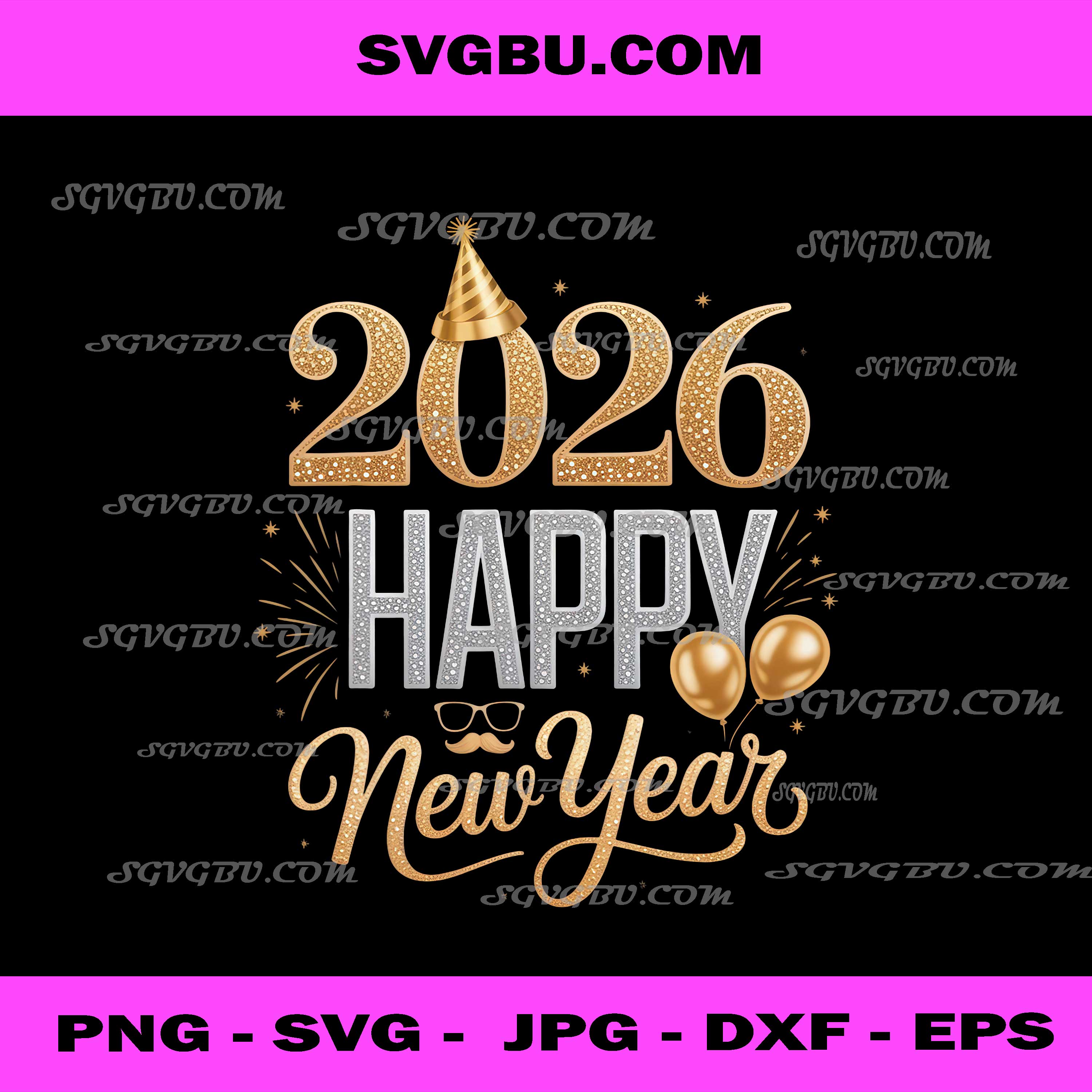 Happy New Year 2026 Celebration Party PNG