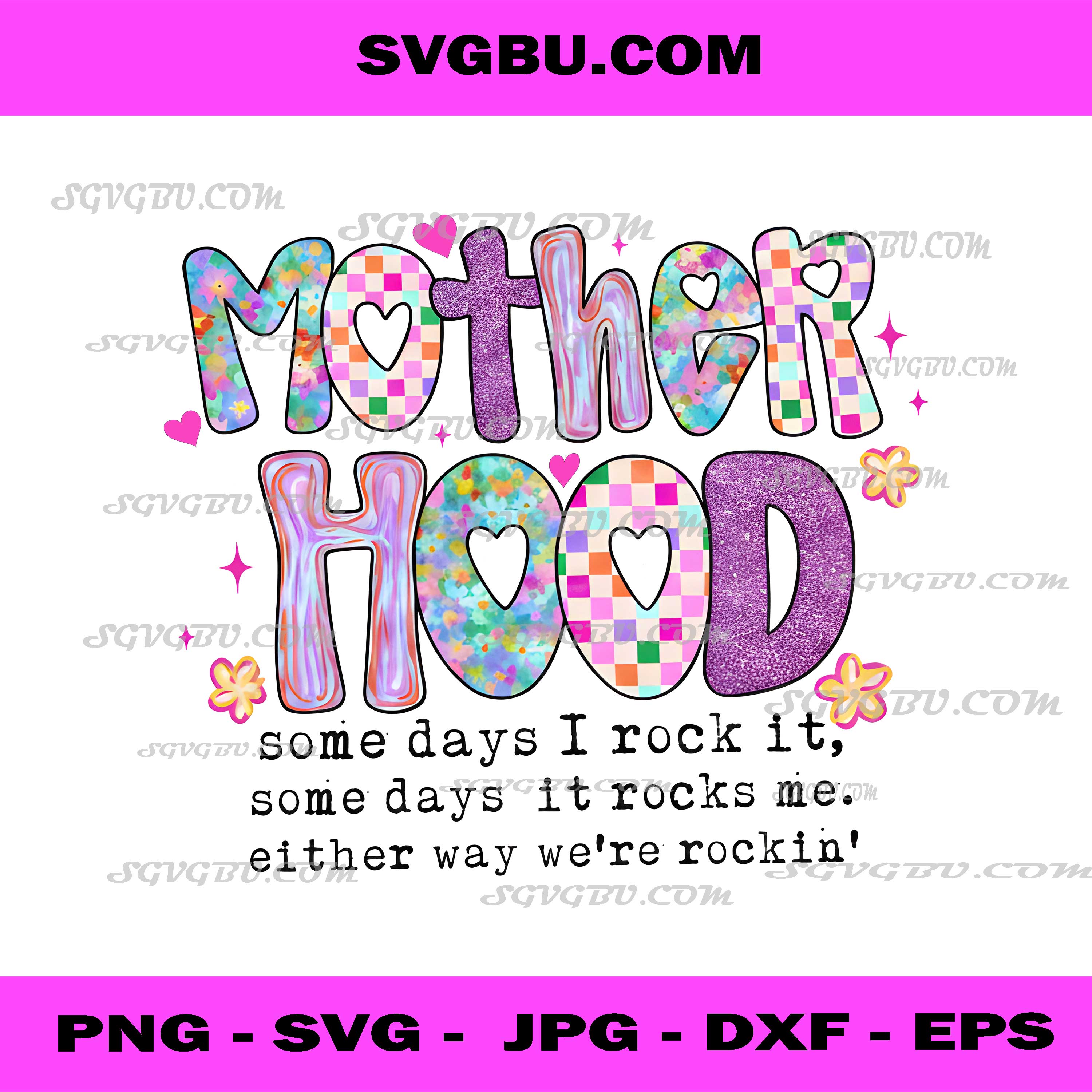 Glitter Motherhood We’re Rockin’ PNG, Colorful Pattern Mom Life