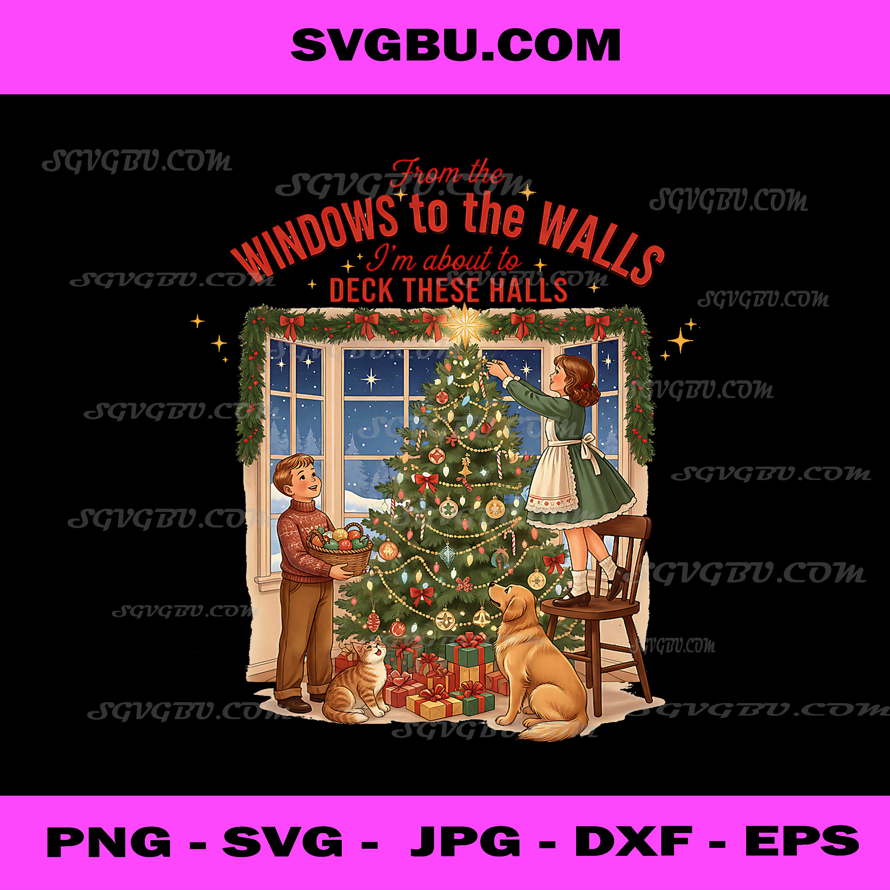 Vintage from Windows to The Walls Deck These Halls Holiday PNG