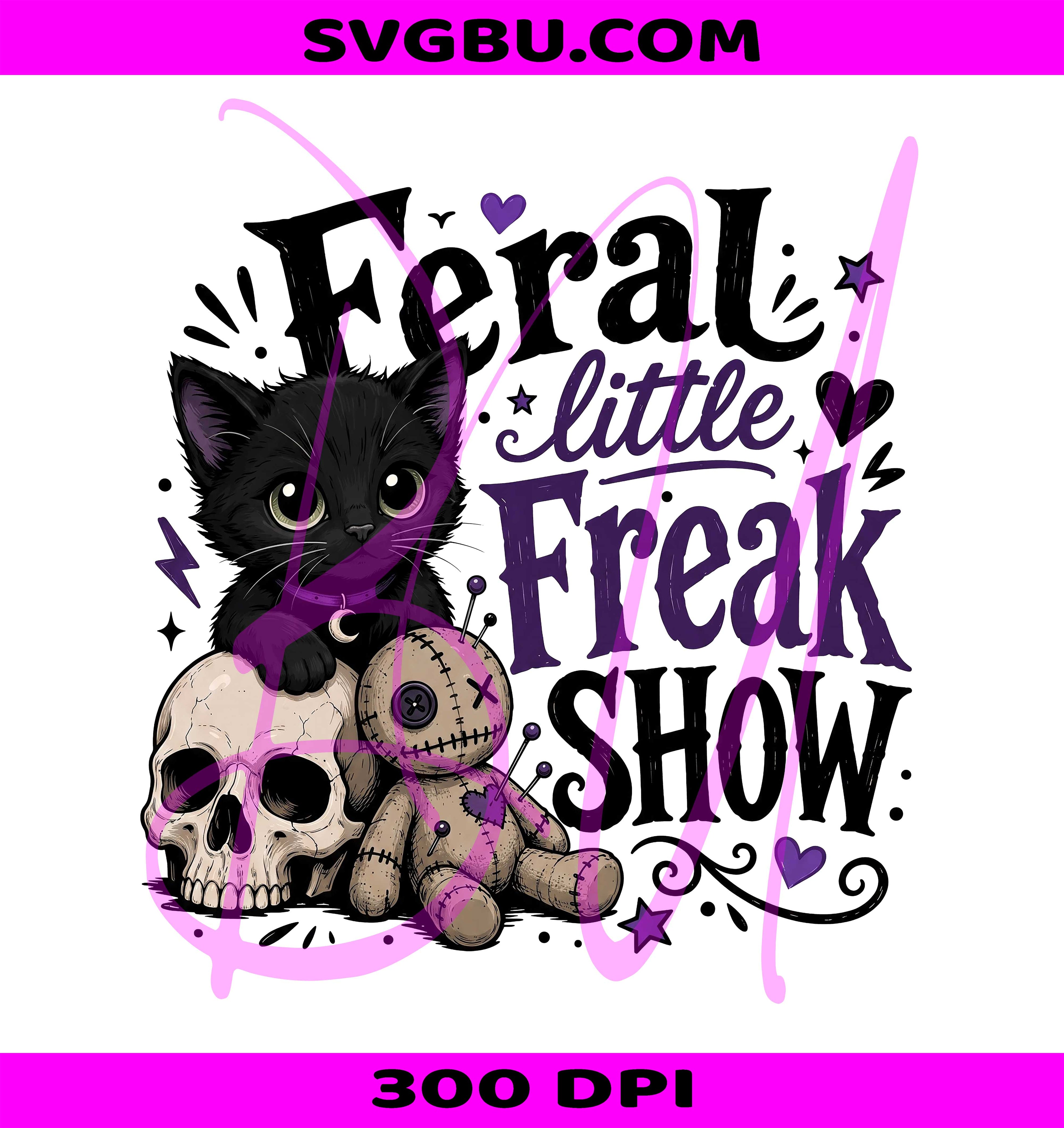 Feral Freak Show PNG, Gothic Black Cat PNG, Spooky Cute Cat PNG