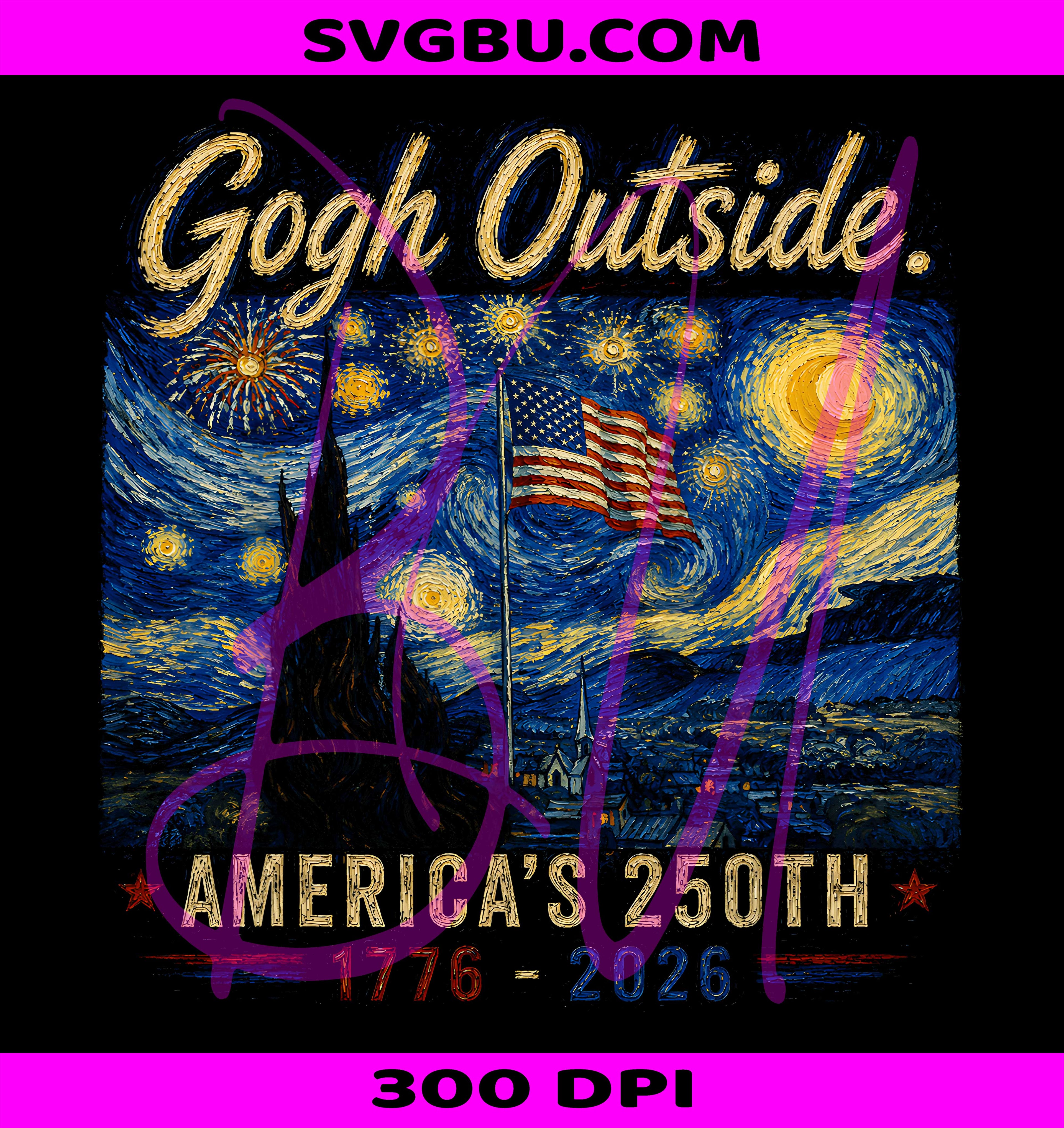 Gogh Outside PNG, Americas 250th 1776 2026 PNG, Starry Night USA PNG