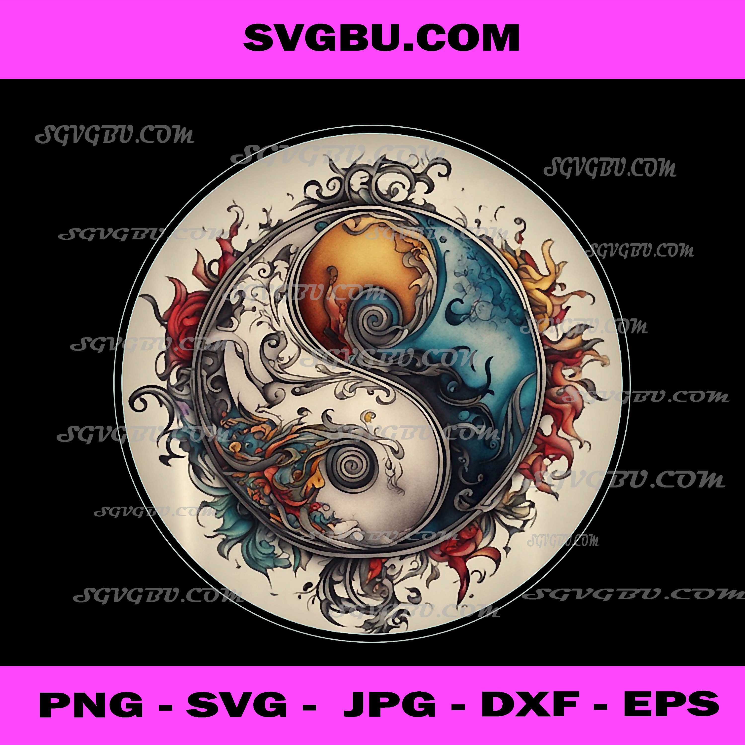 Yin Yang PNG, Mandala Balance Symbol Spiritual Digital Design