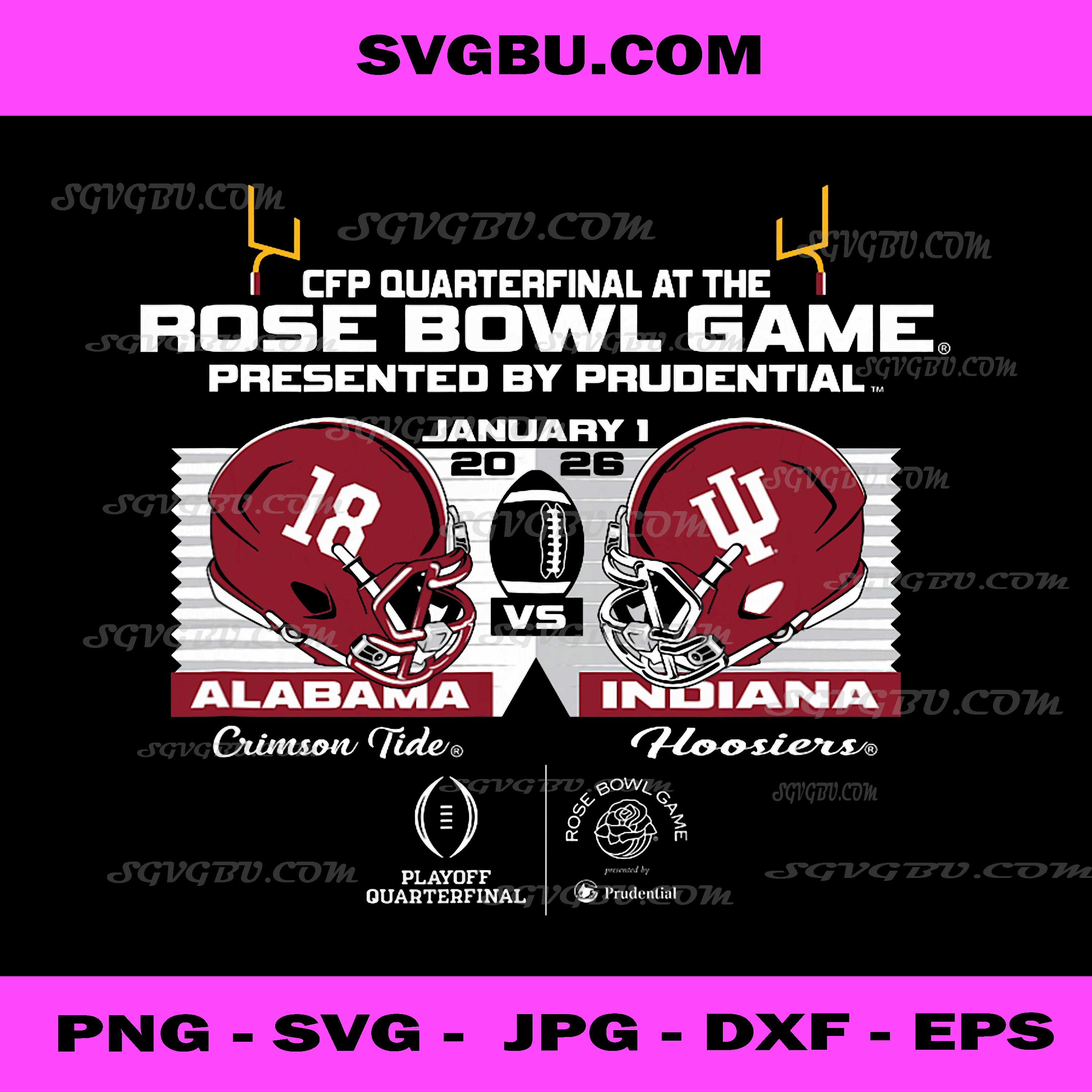 Alabama Crimson Tide vs Indiana Hoosiers CFP Rose Bowl 2026 PNG