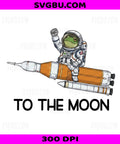 Space Frog To The Moon PNG, Cute Frog Astronaut Riding Rocket Space Design