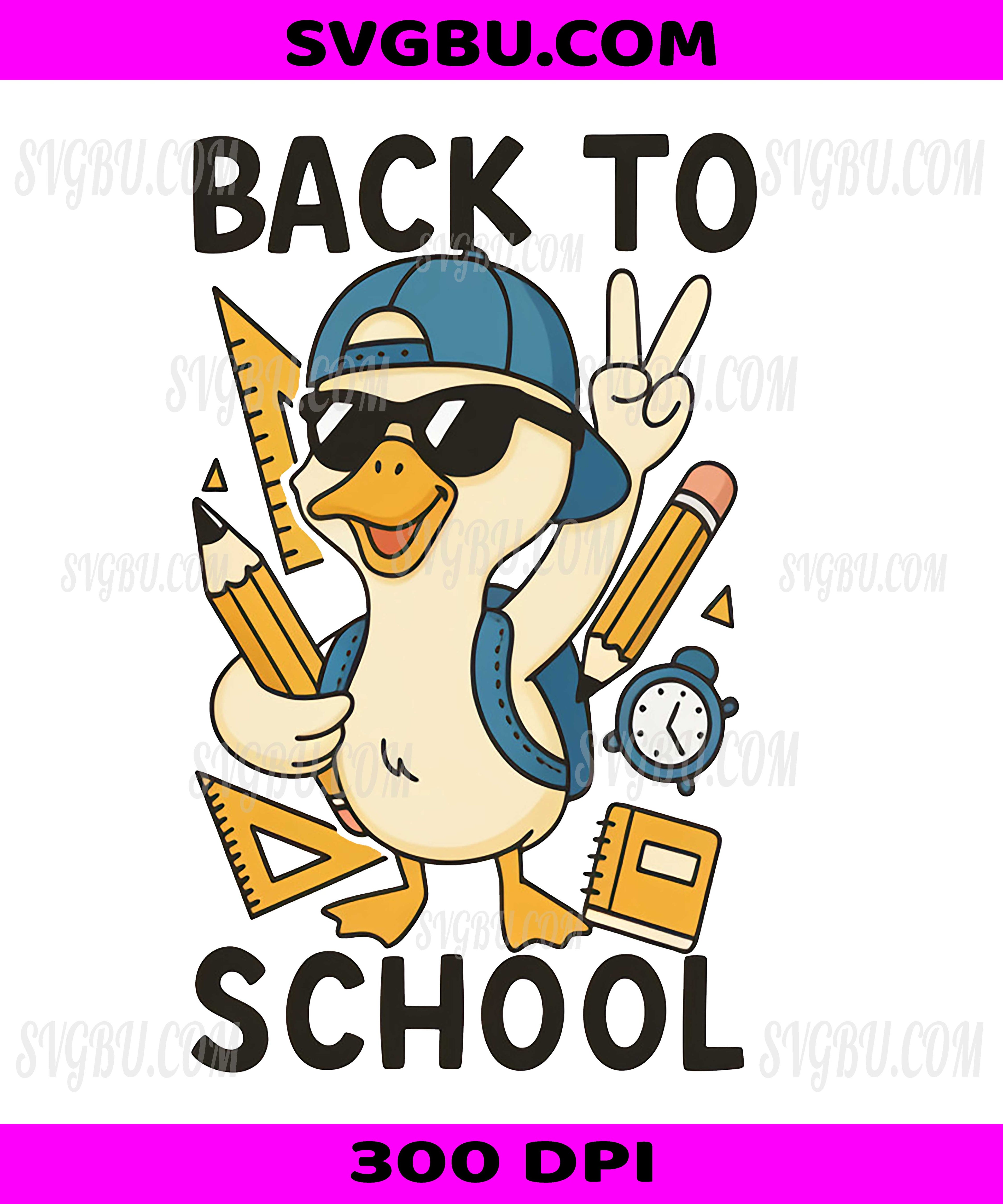 Back To School PNG, Cool Duck With Sunglasses School Design