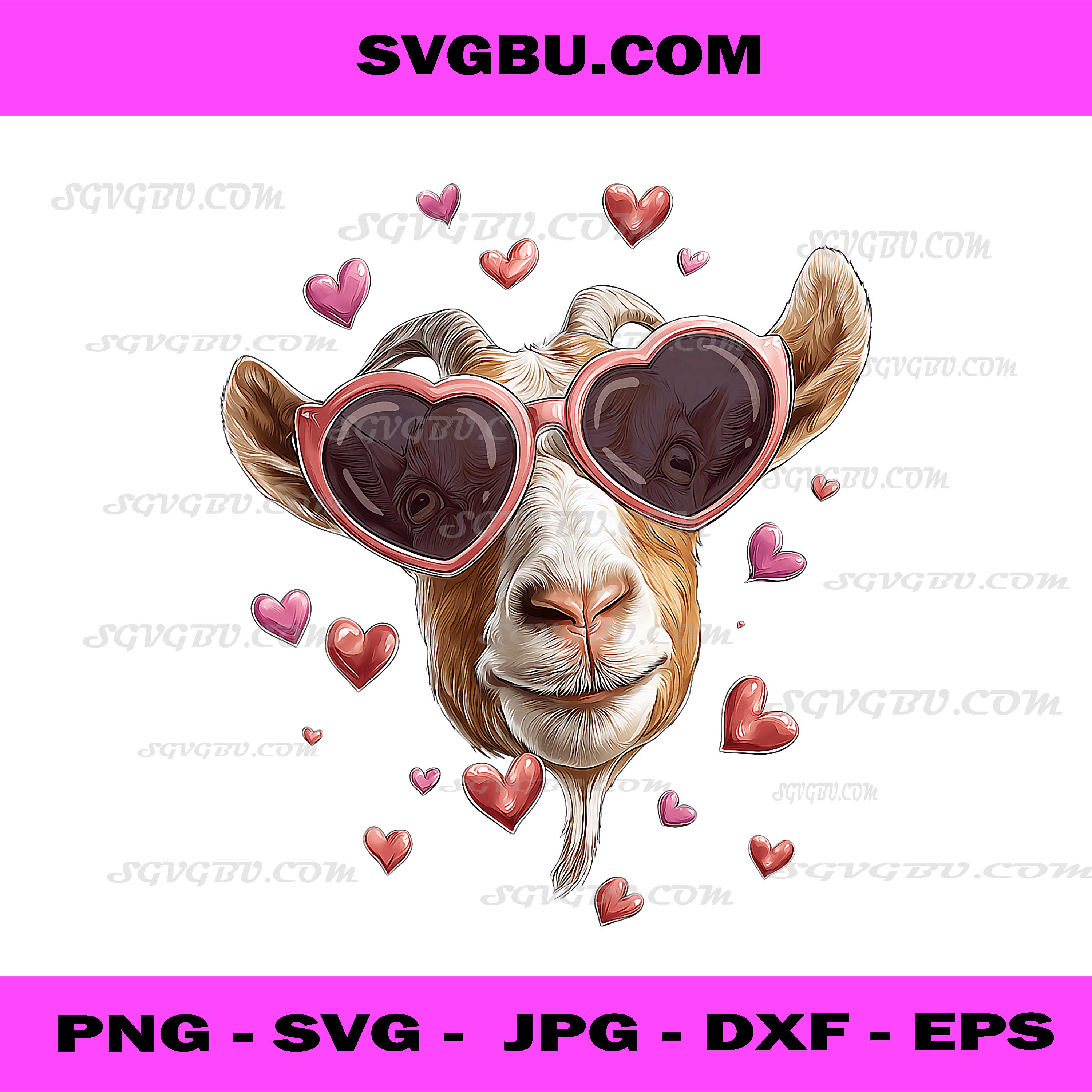Goat Farmer Vday PNG Farm Rancher Valentine's Day Heart Sunglasses PNG