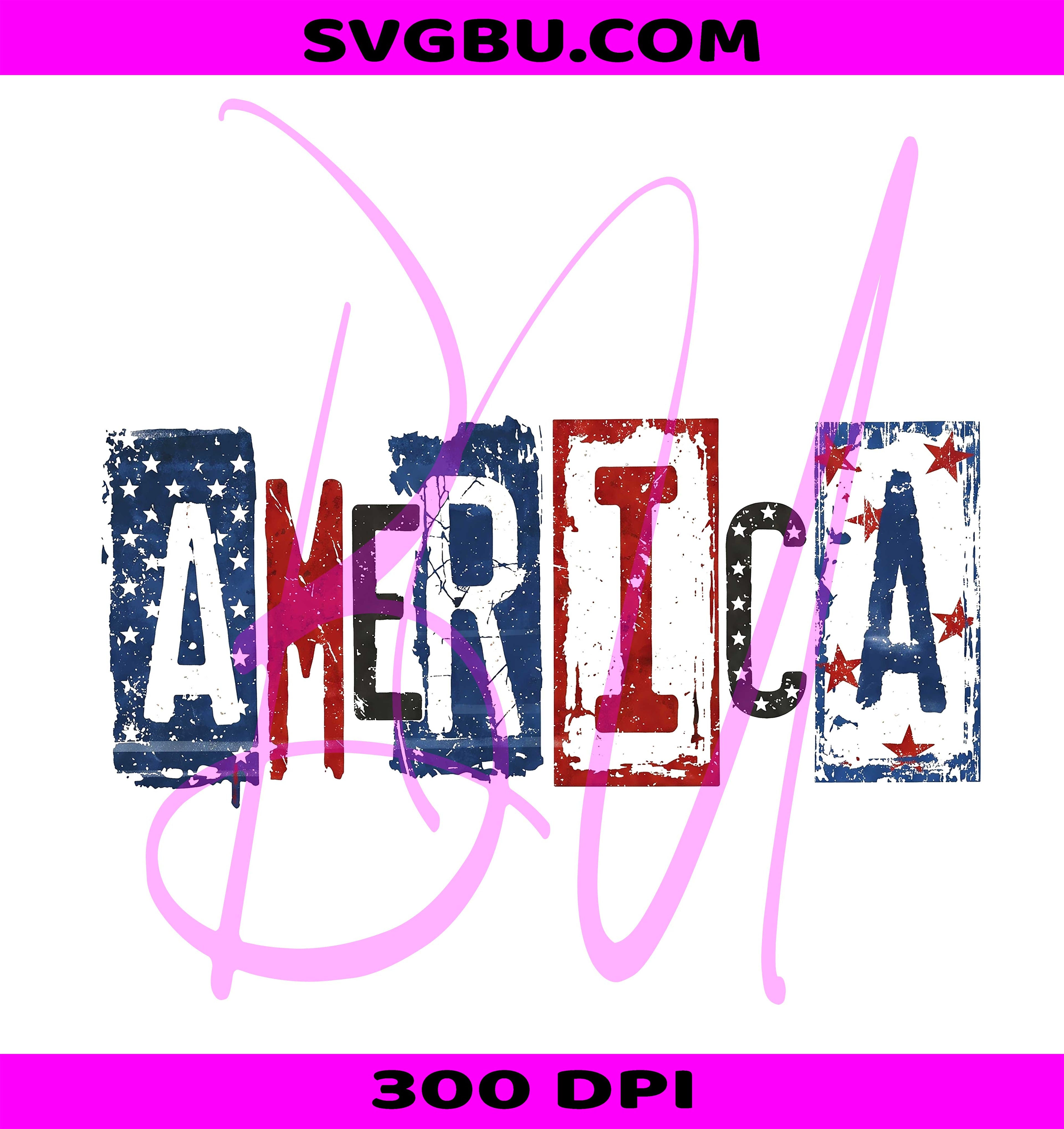 America Patriotic Letters PNG, 4th of July Distressed Design PNG