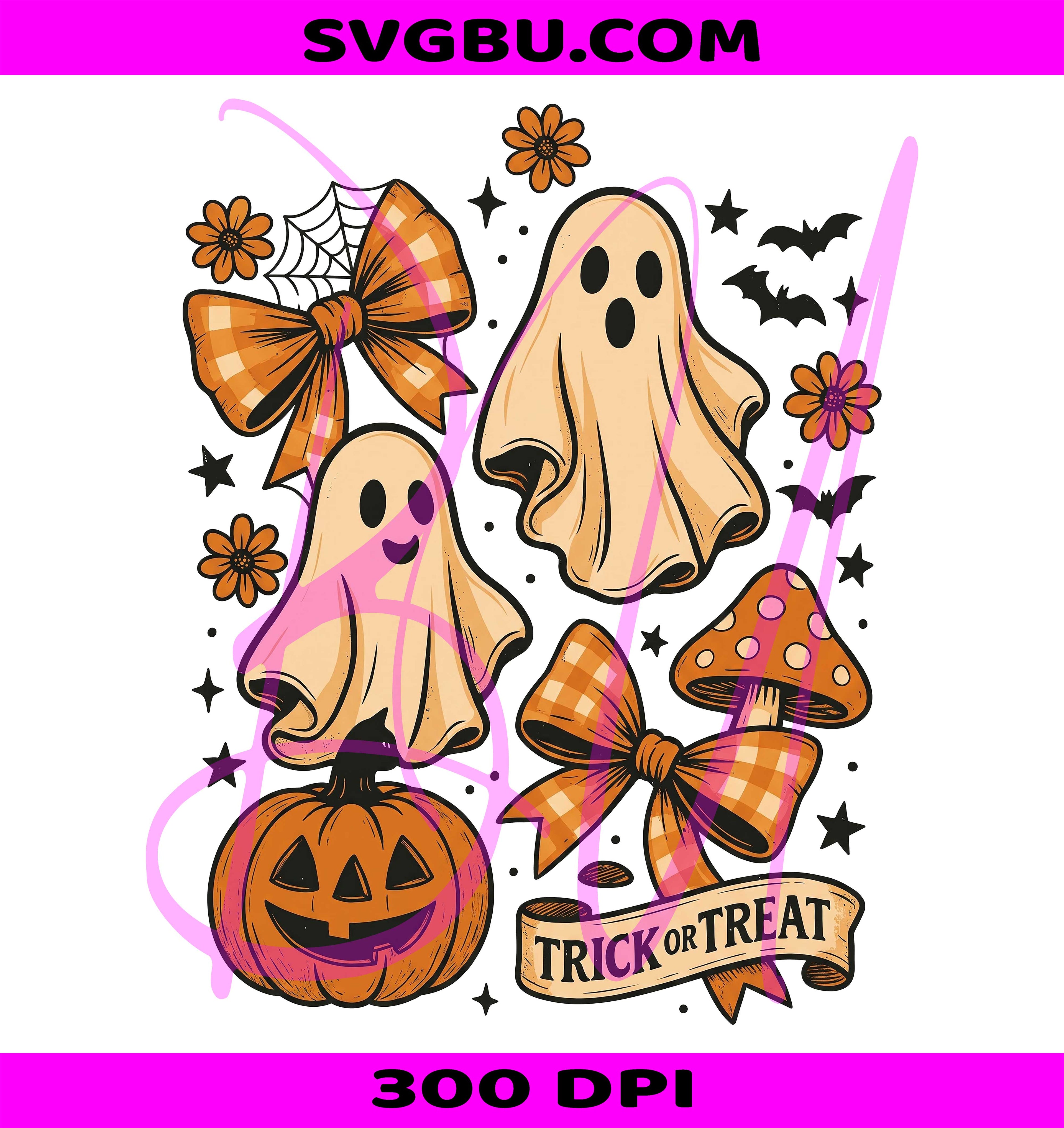 Fall Ghost PNG, Coquette Bow Halloween PNG, Trendy Halloween PNG