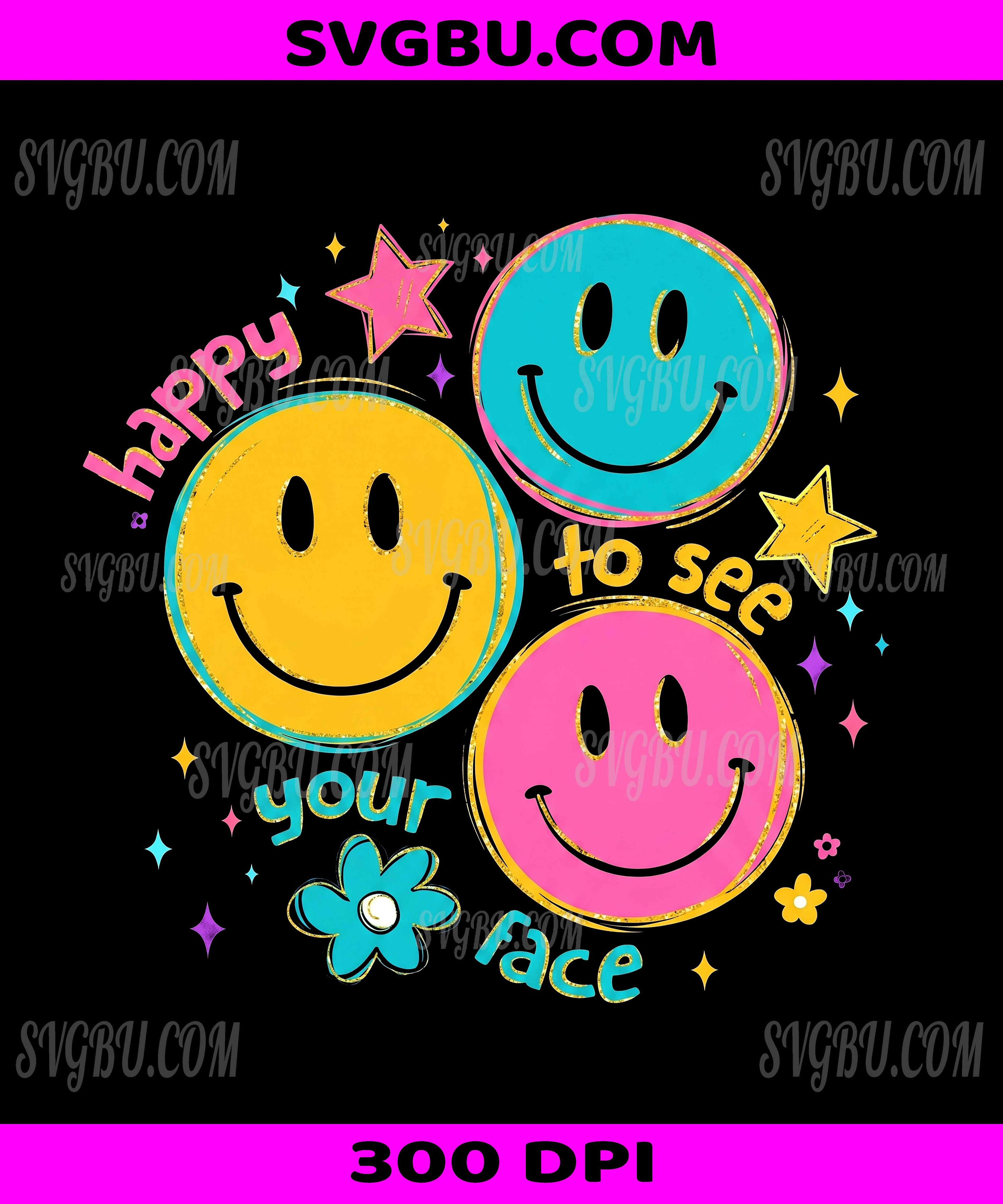 Happy To See Your Face, Retro Smiley Face Positive Vibes PNG