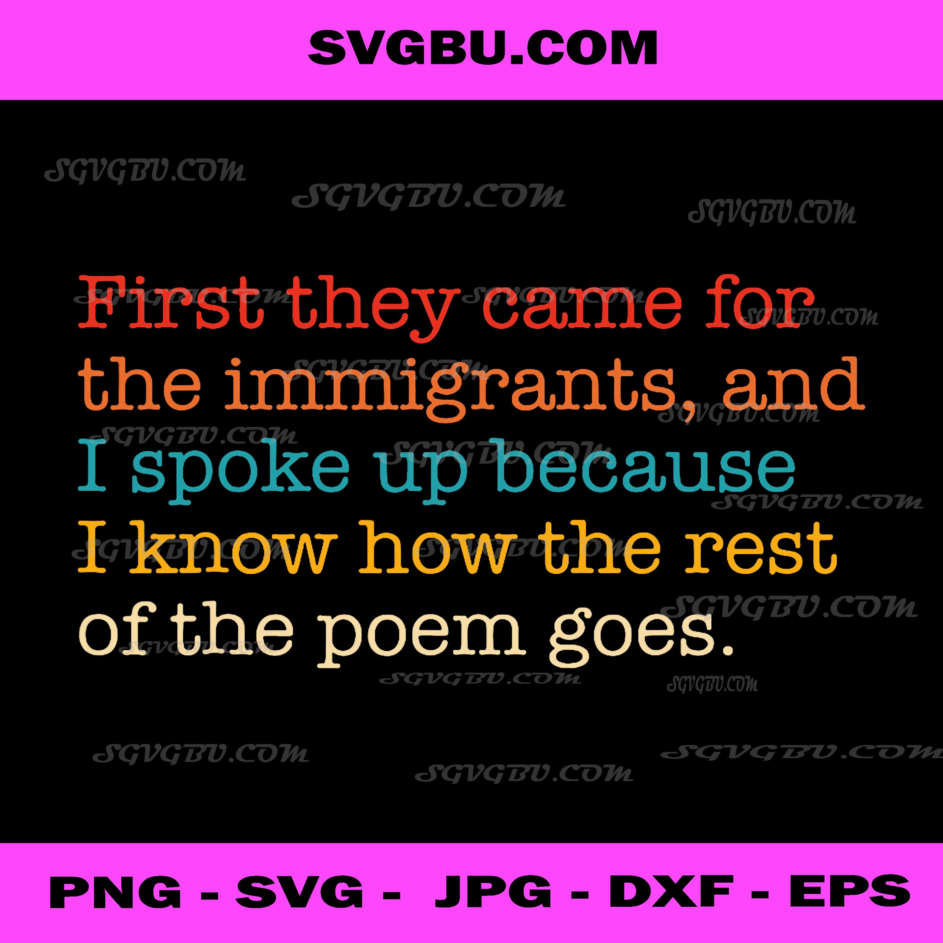 First They Came For Immigrants Poem PNG, Human Rights Quote PNG