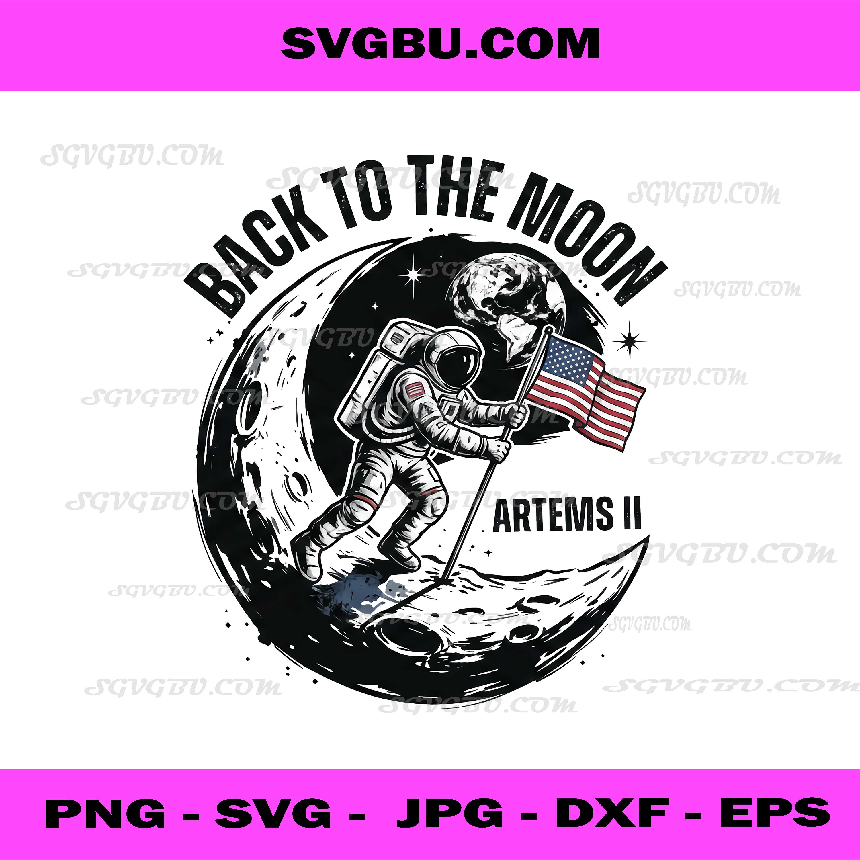 Back to the Moon Artemis II PNG, Patriotic Astronaut Flag Design