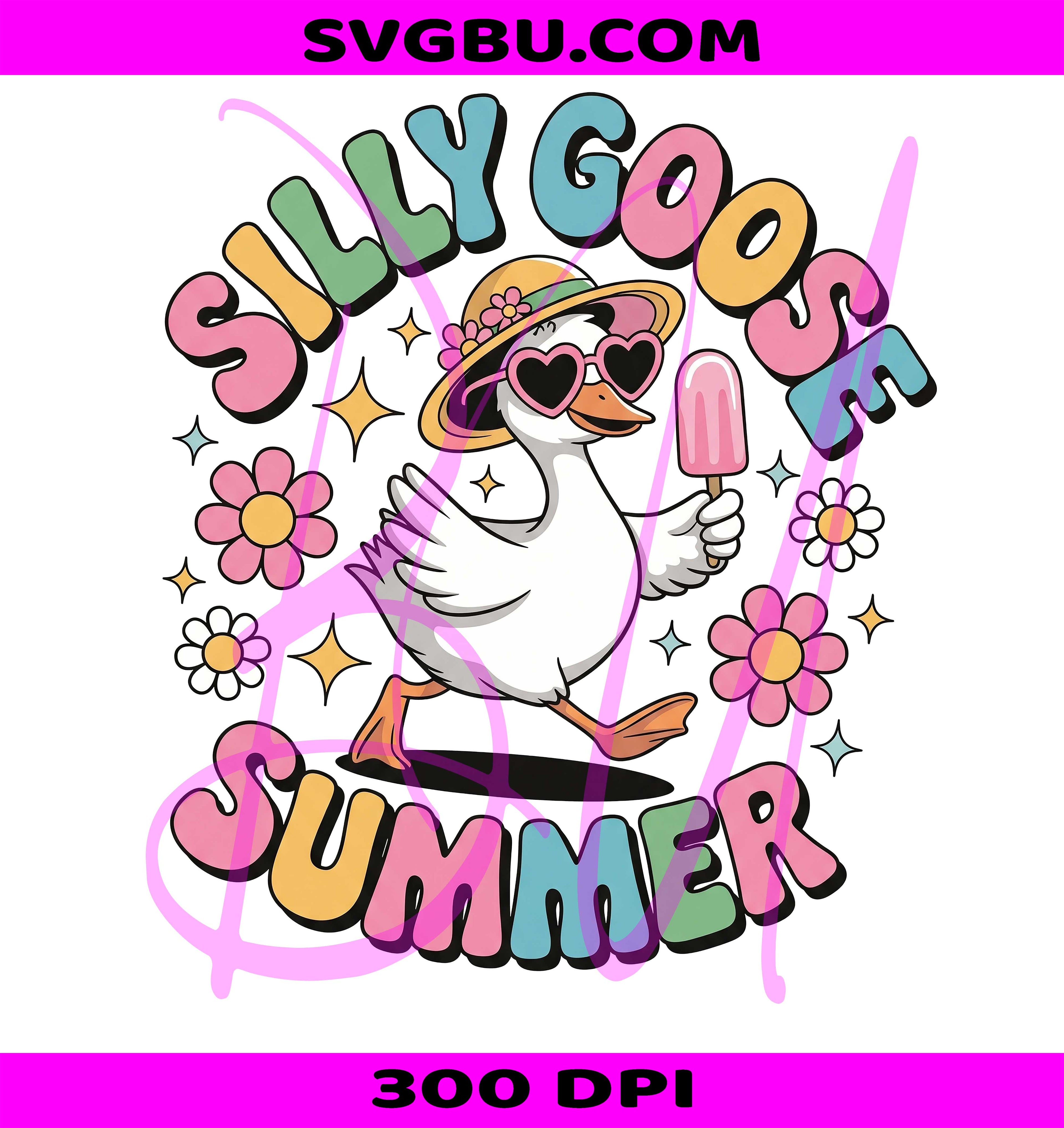 Silly Goose Summer PNG, Retro Summer Goose Design PNG