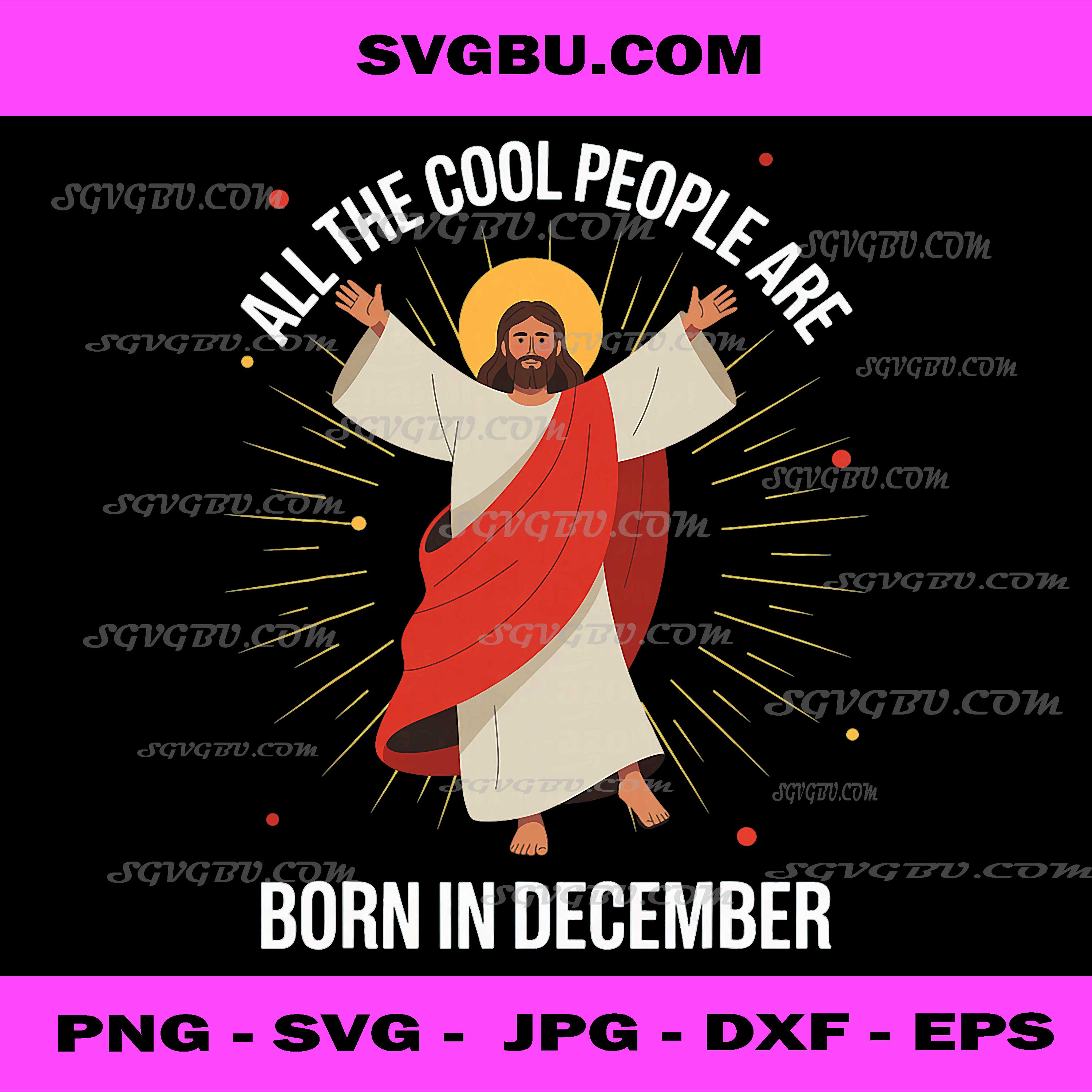 Cool People are Born in December PNG, Christian Christmas Bday PNG