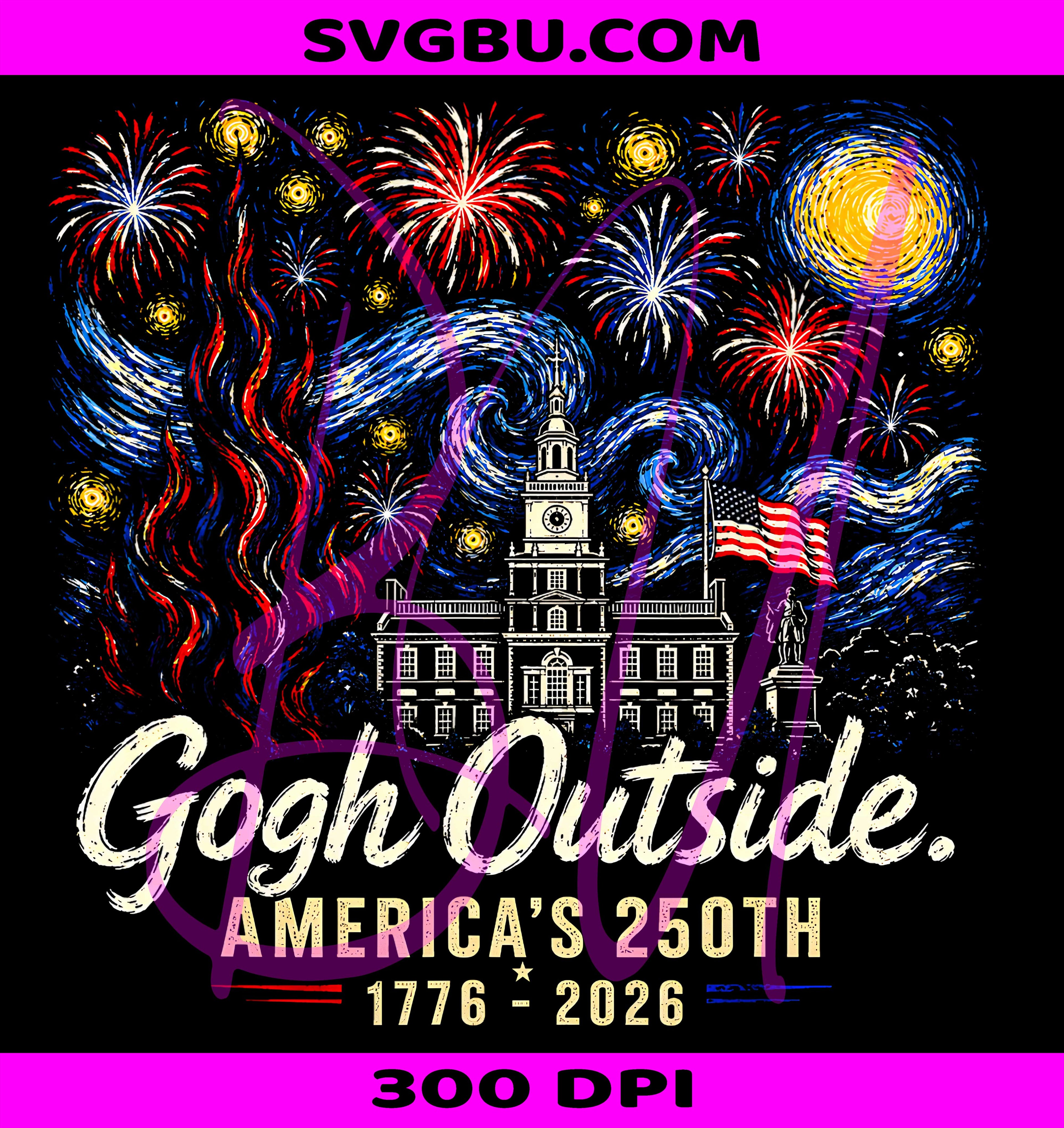 Gogh Outside PNG, Americas 250th 1776 2026 PNG, Starry Night USA PNG