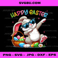 Happy Easter Bunny Dabbing With Egg Basket PNG Cool Rabbit Art PNG