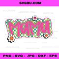 Groovy Checkered Mama PNG, Retro Pink Mama Smiley PNG