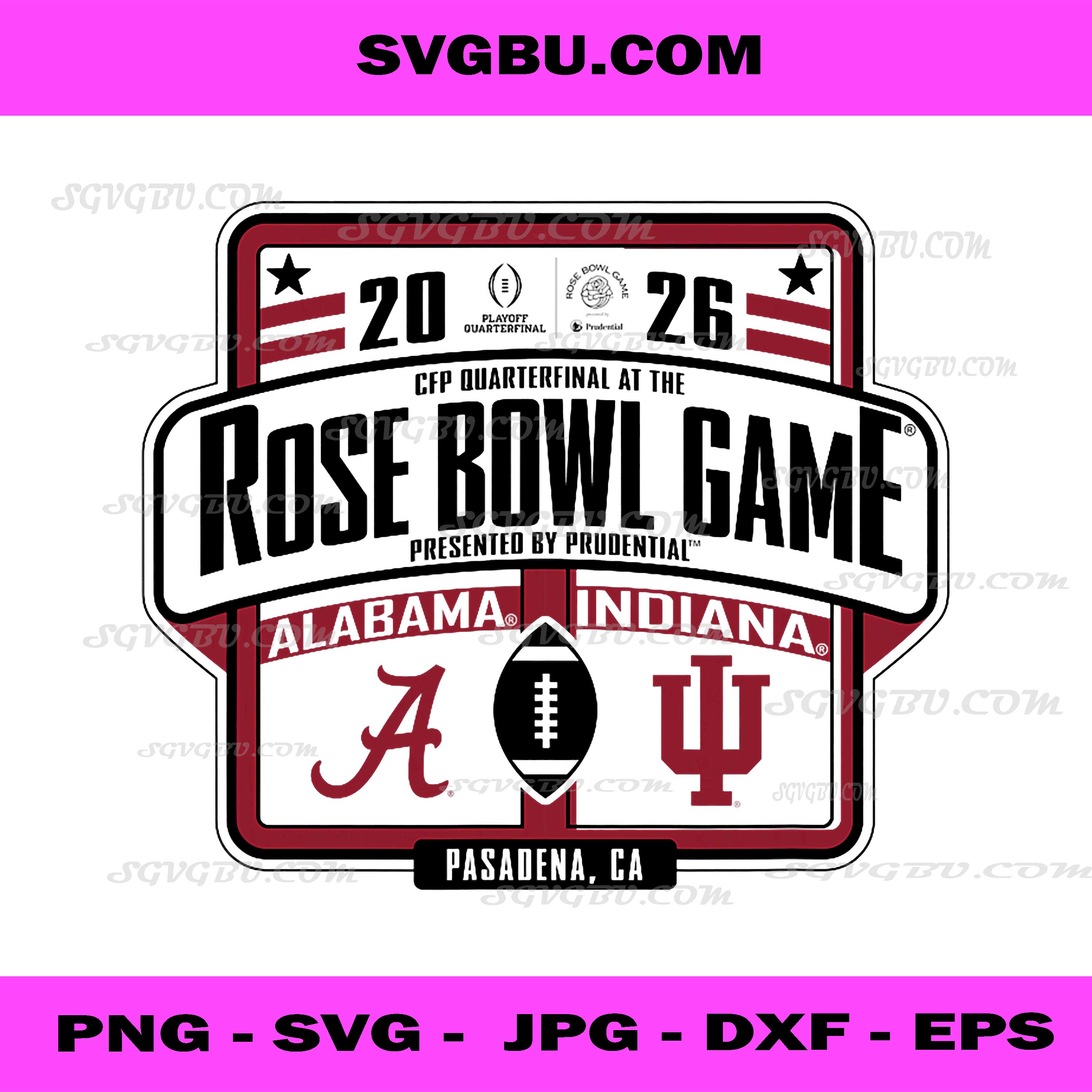 Alabama Crimson Tide vs Indiana Hoosiers Rose Bowl CFP 2026 PNG