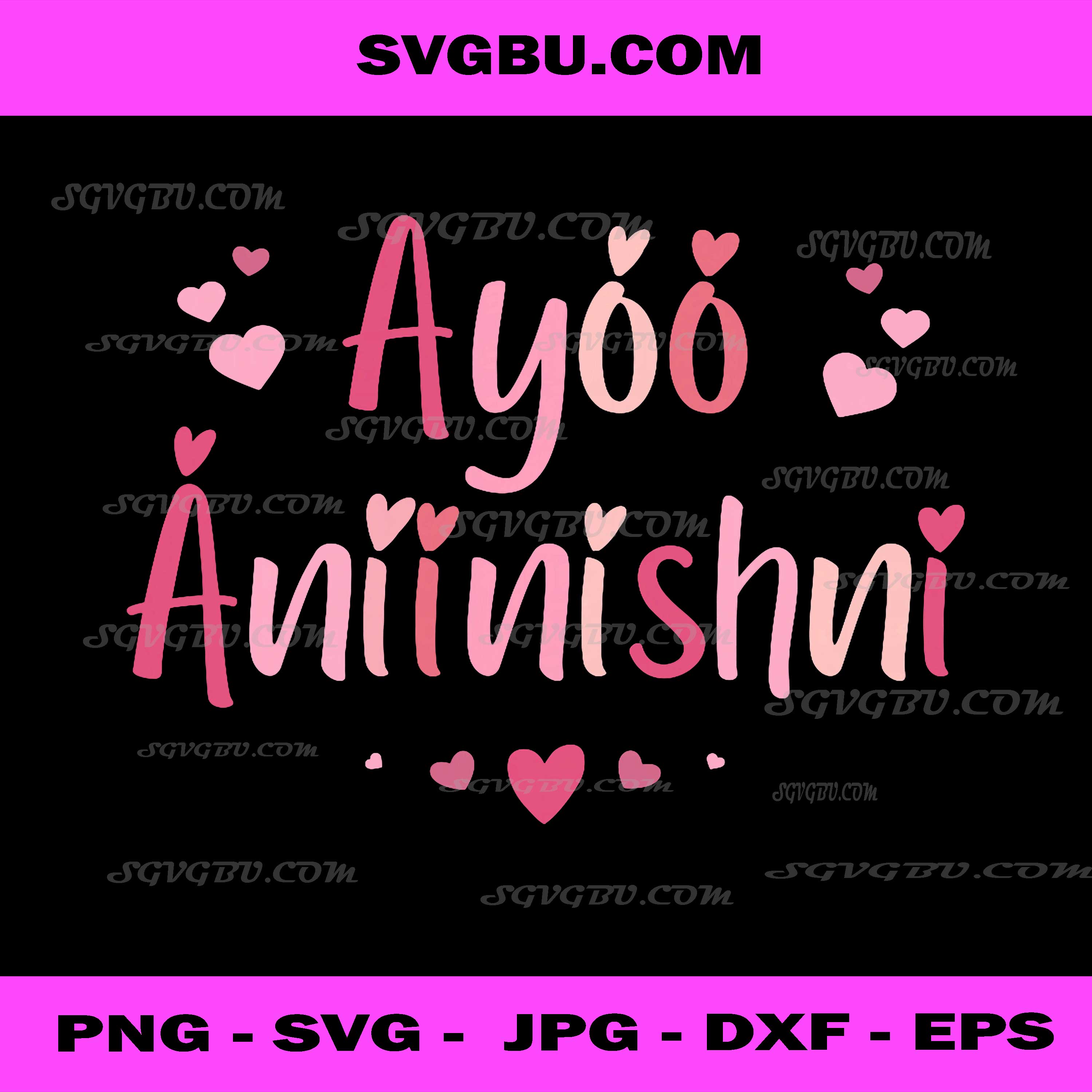 Ayóó Ánííníshní PNG, I Love You in Navajo with Cute Pink Hearts PNG