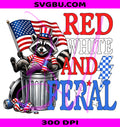 Red White And Feral Patriotic Raccoon PNG, Funny US Flag Trash Can PNG