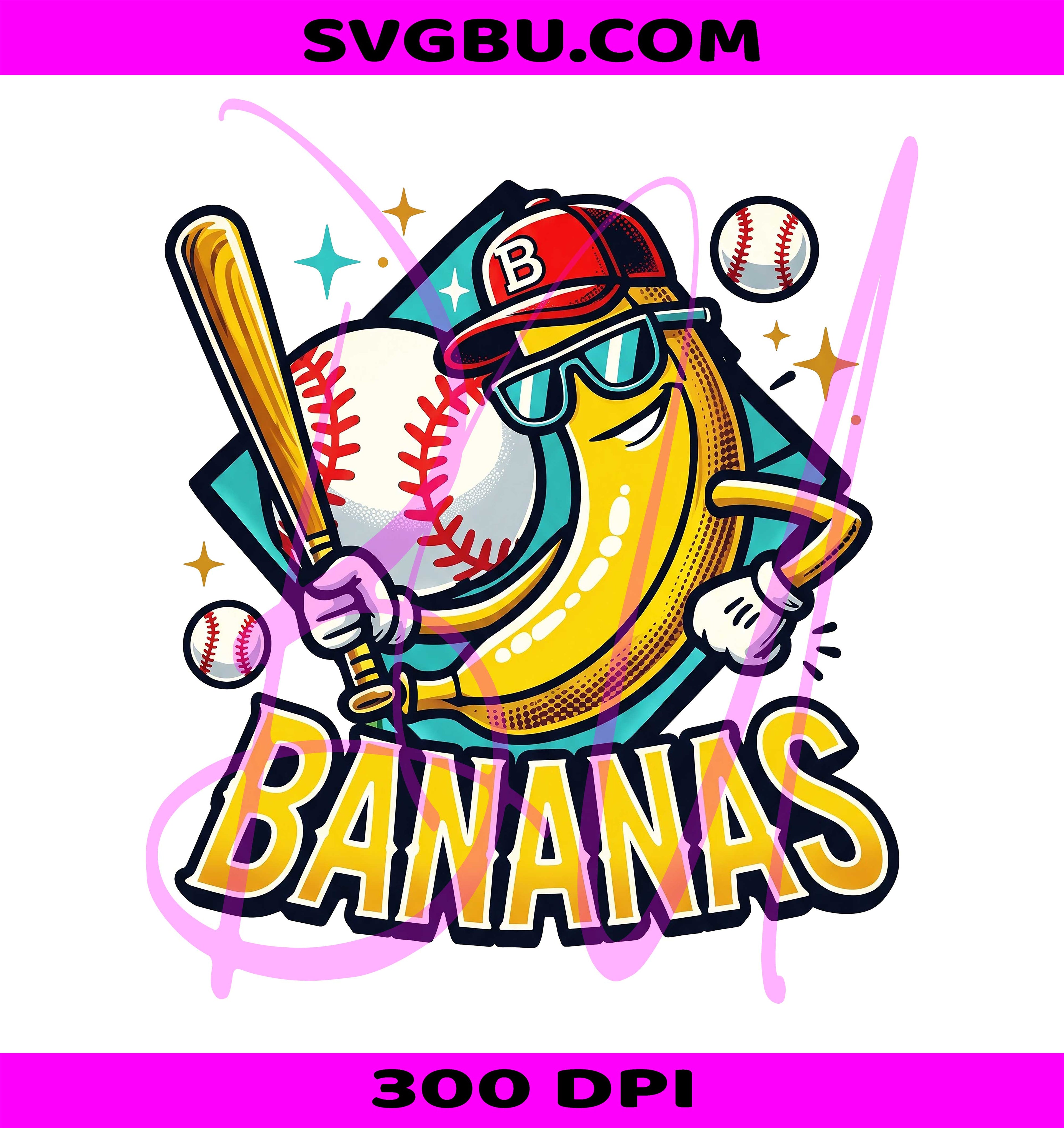 Banana Baseball PNG, Savannah Bananas PNG, Game Day Baseball PNG