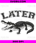 Later Alligator, Black And White Open Mouth Gator PNG, Retro Crocodile Animal Illustration